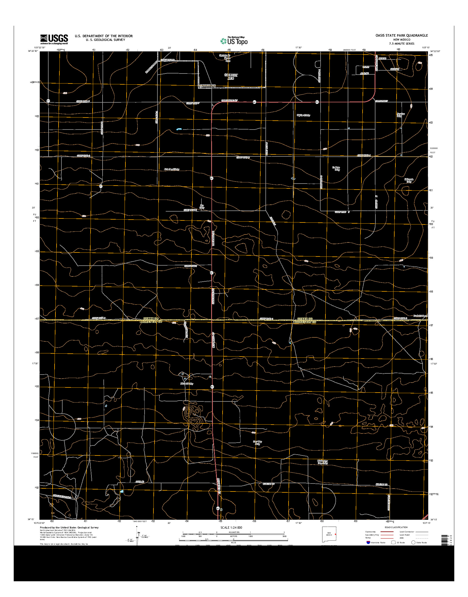 USGS US TOPO 7.5-MINUTE MAP FOR OASIS STATE PARK, NM 2013