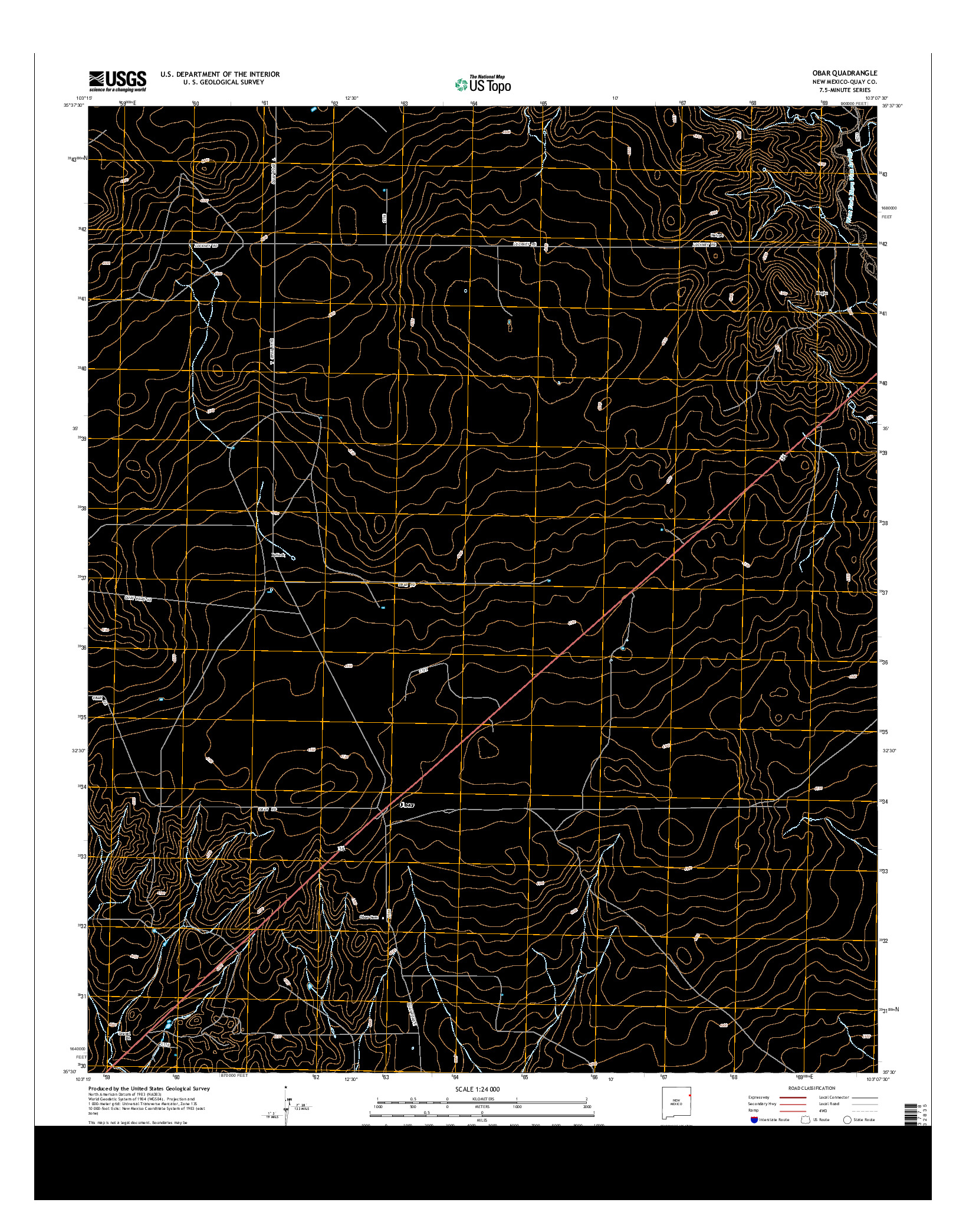 USGS US TOPO 7.5-MINUTE MAP FOR OBAR, NM 2013