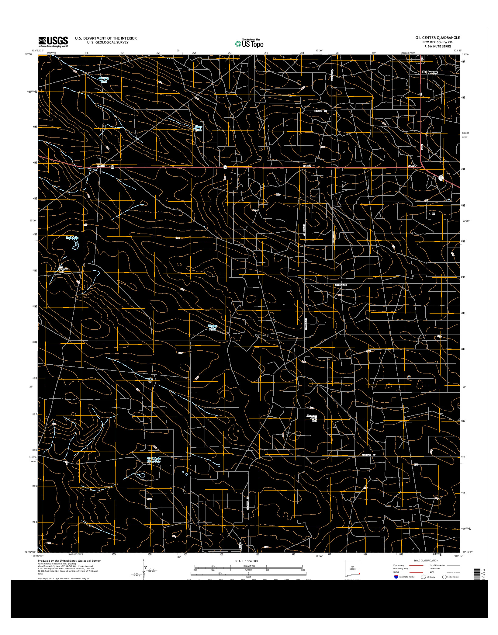 USGS US TOPO 7.5-MINUTE MAP FOR OIL CENTER, NM 2013