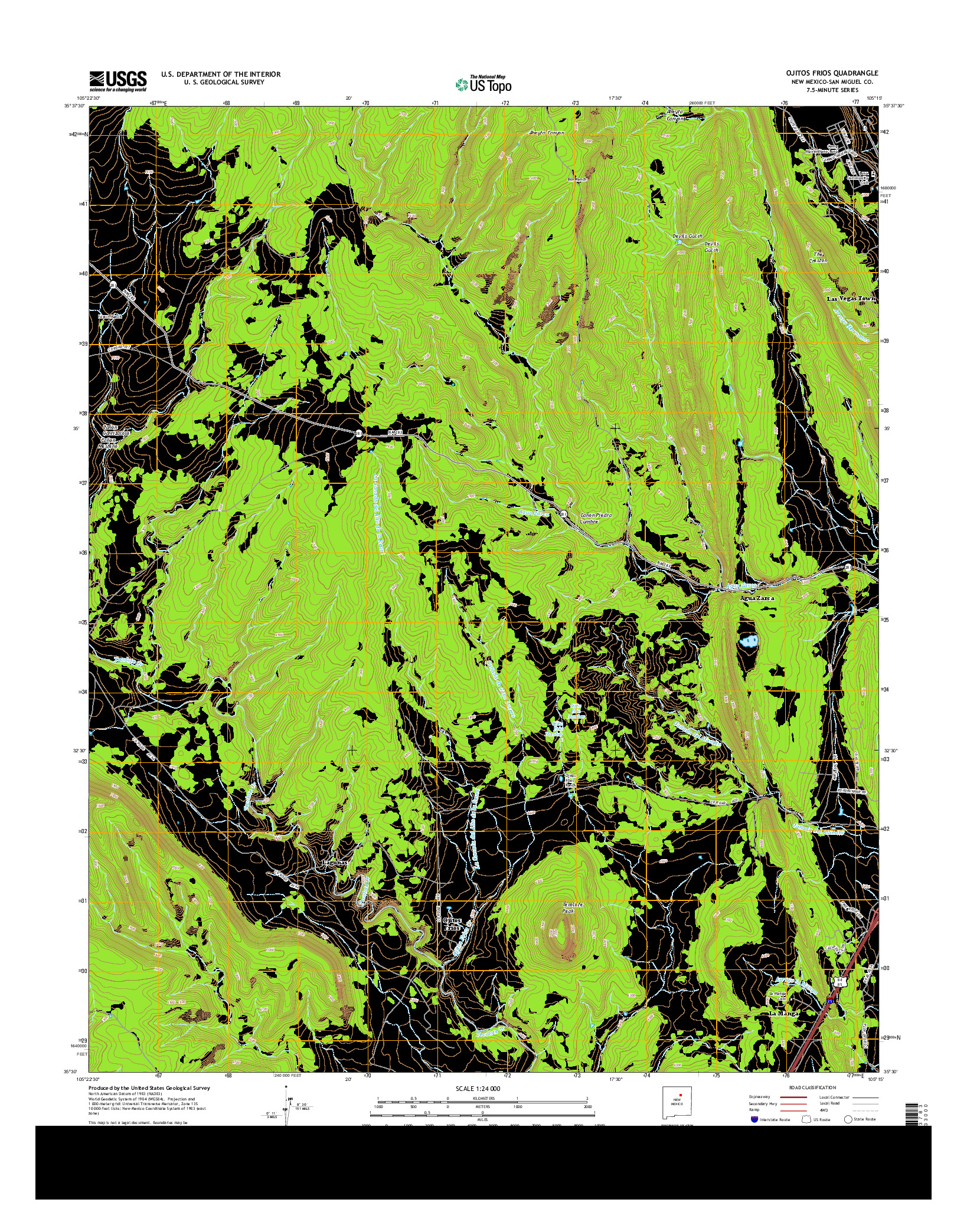 USGS US TOPO 7.5-MINUTE MAP FOR OJITOS FRIOS, NM 2013