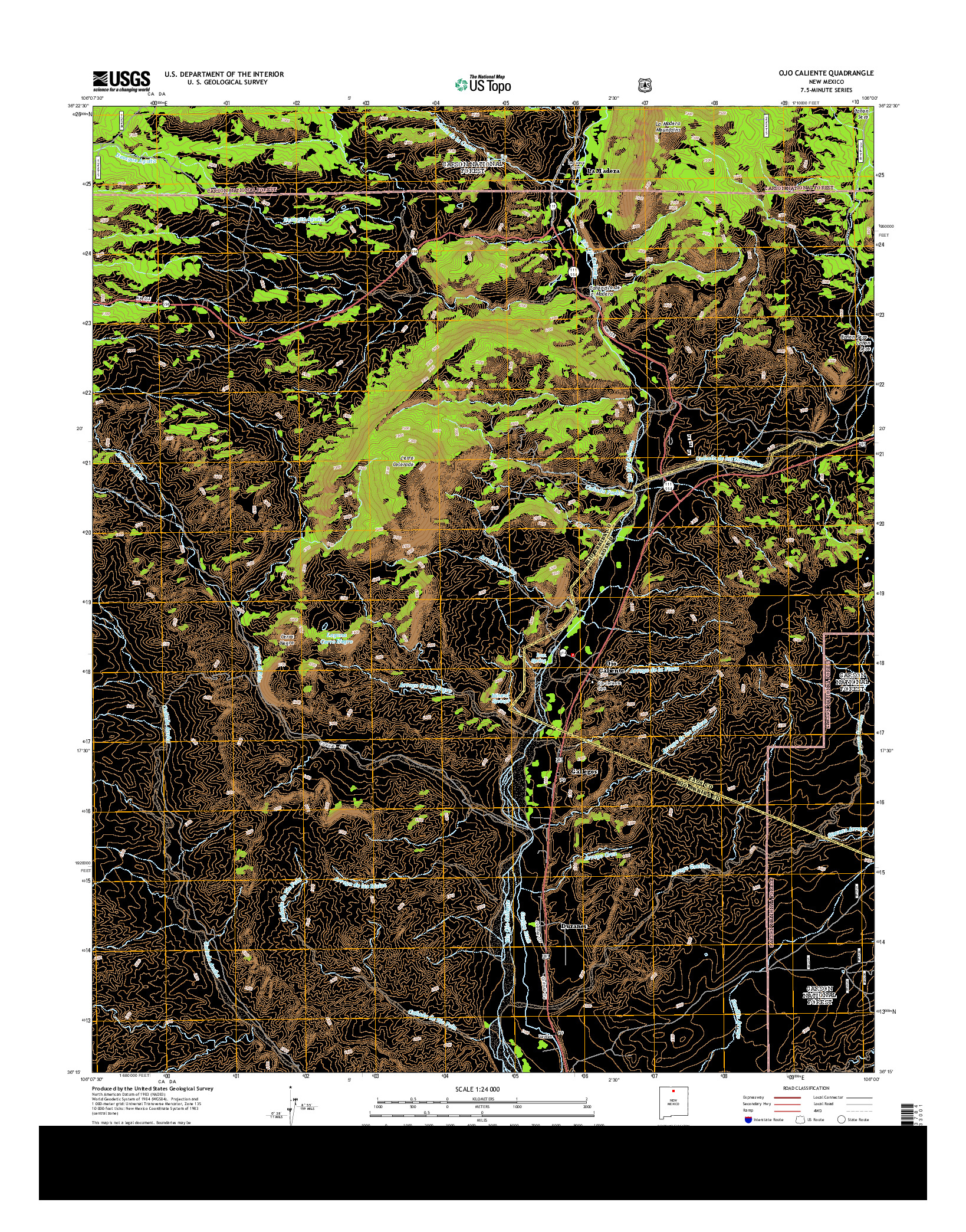 USGS US TOPO 7.5-MINUTE MAP FOR OJO CALIENTE, NM 2013