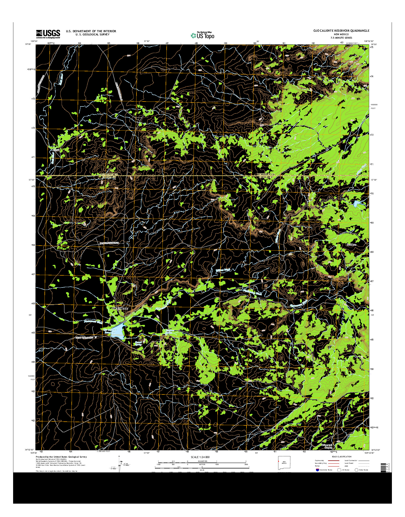 USGS US TOPO 7.5-MINUTE MAP FOR OJO CALIENTE RESERVOIR, NM 2013