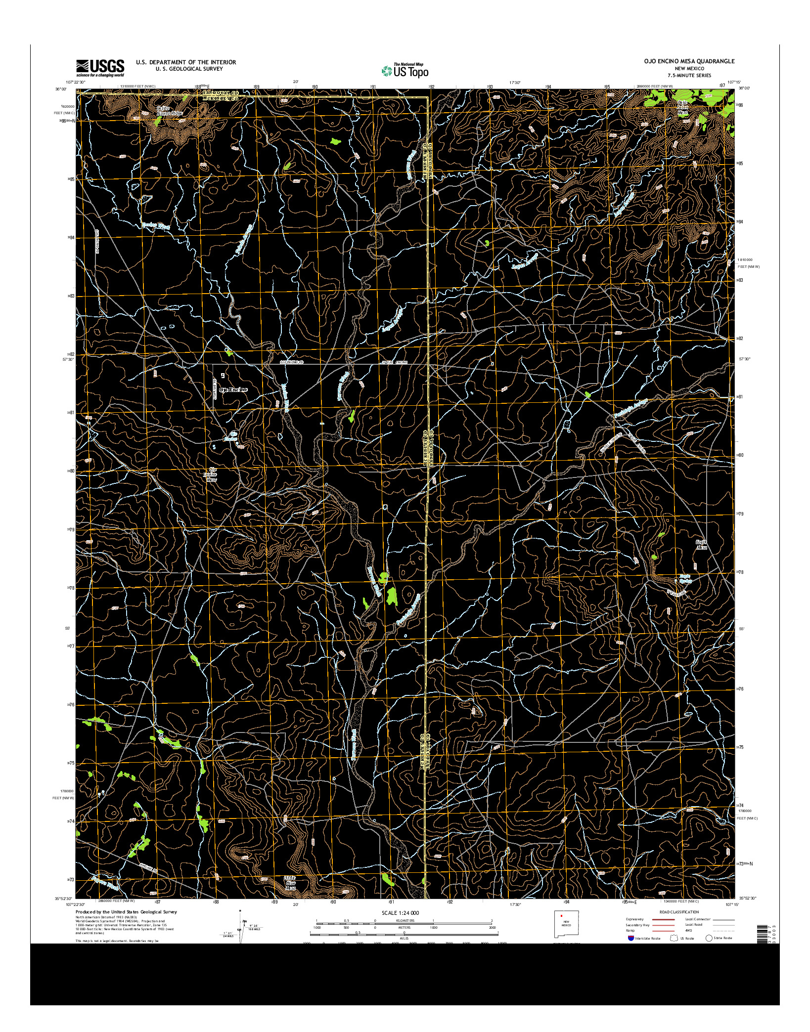 USGS US TOPO 7.5-MINUTE MAP FOR OJO ENCINO MESA, NM 2013