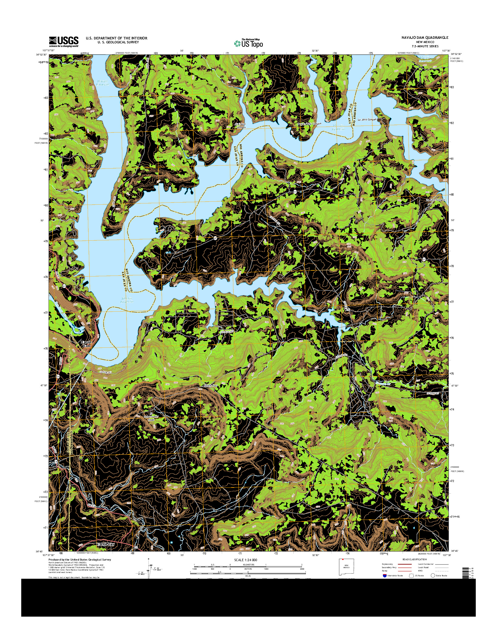 USGS US TOPO 7.5-MINUTE MAP FOR NAVAJO DAM, NM 2013