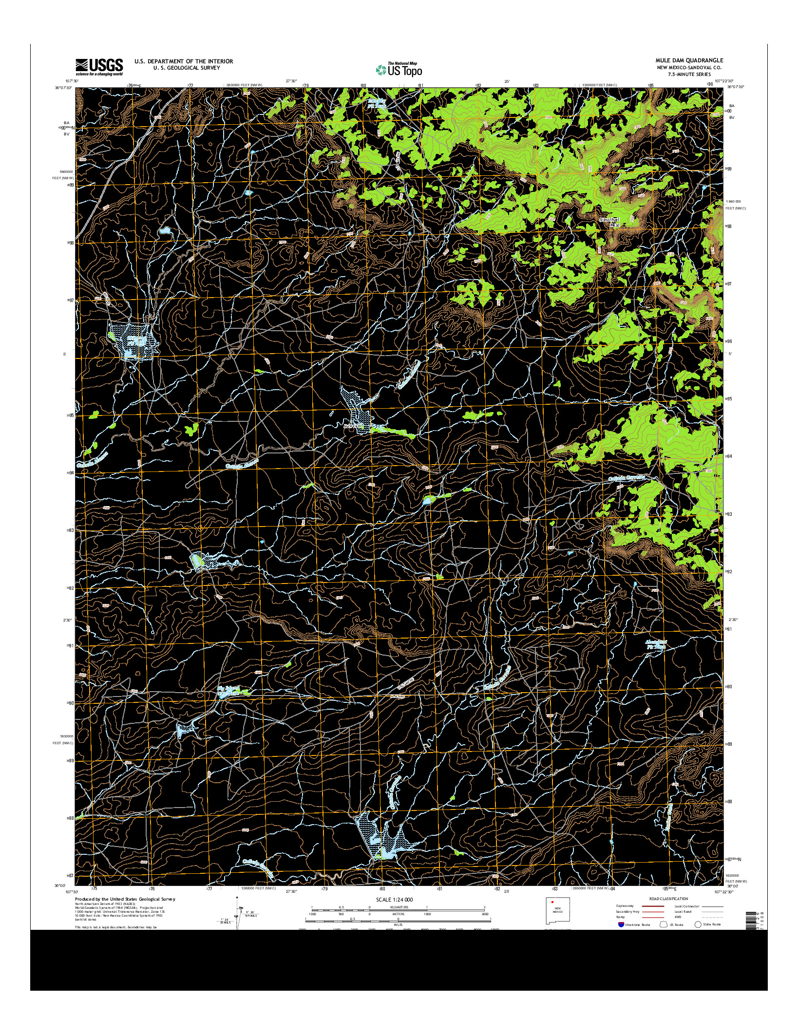 USGS US TOPO 7.5-MINUTE MAP FOR MULE DAM, NM 2013