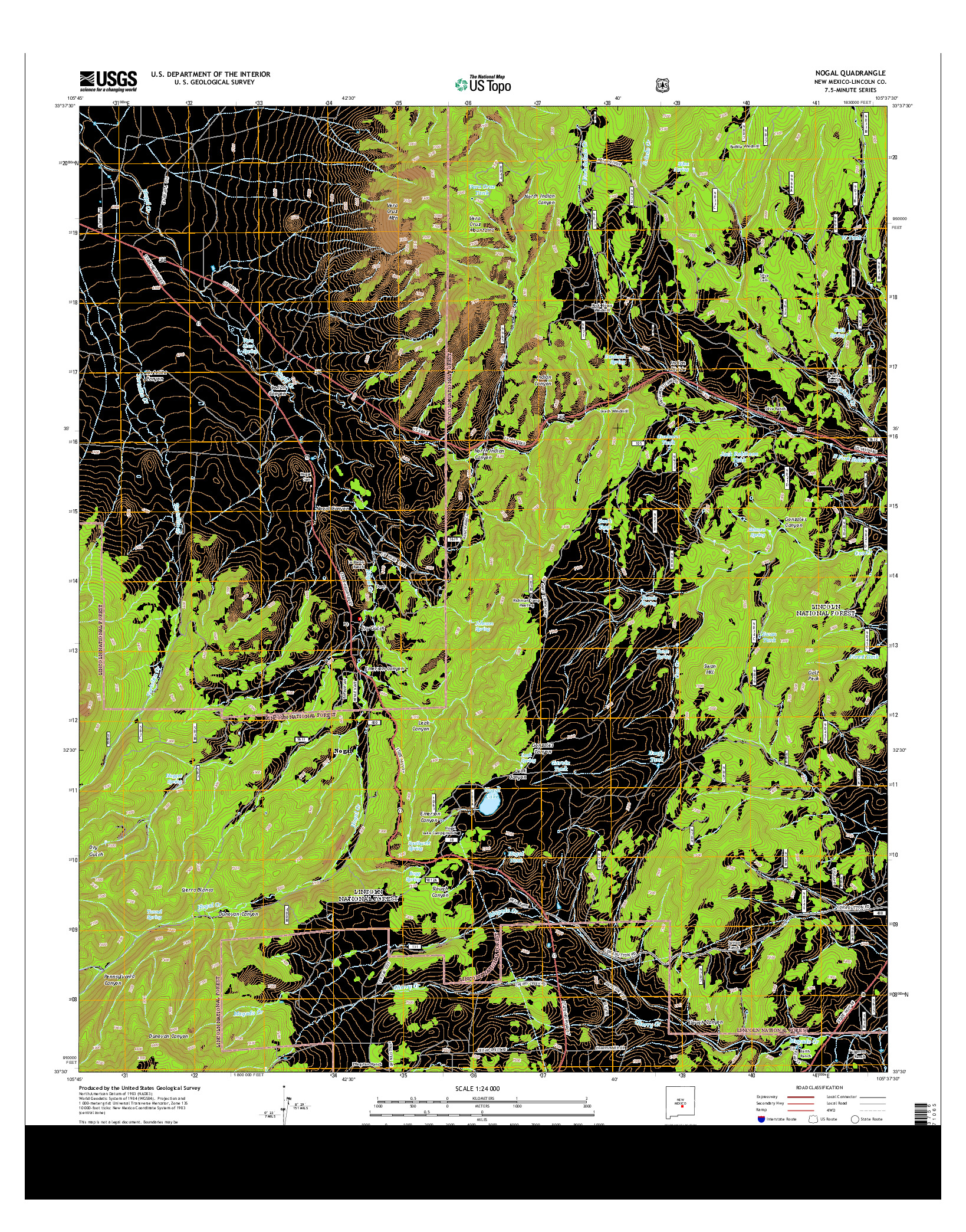 USGS US TOPO 7.5-MINUTE MAP FOR NOGAL, NM 2013