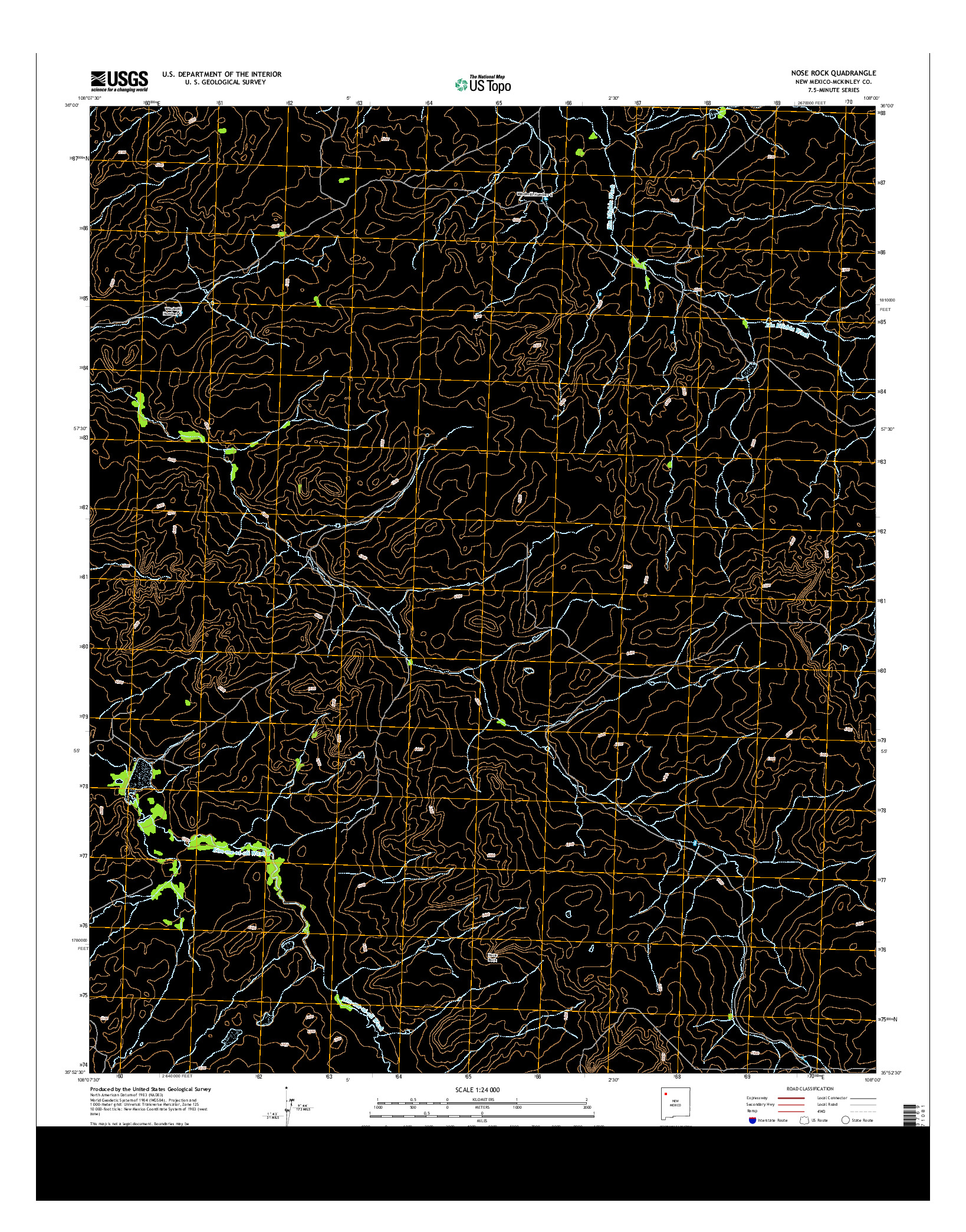 USGS US TOPO 7.5-MINUTE MAP FOR NOSE ROCK, NM 2013