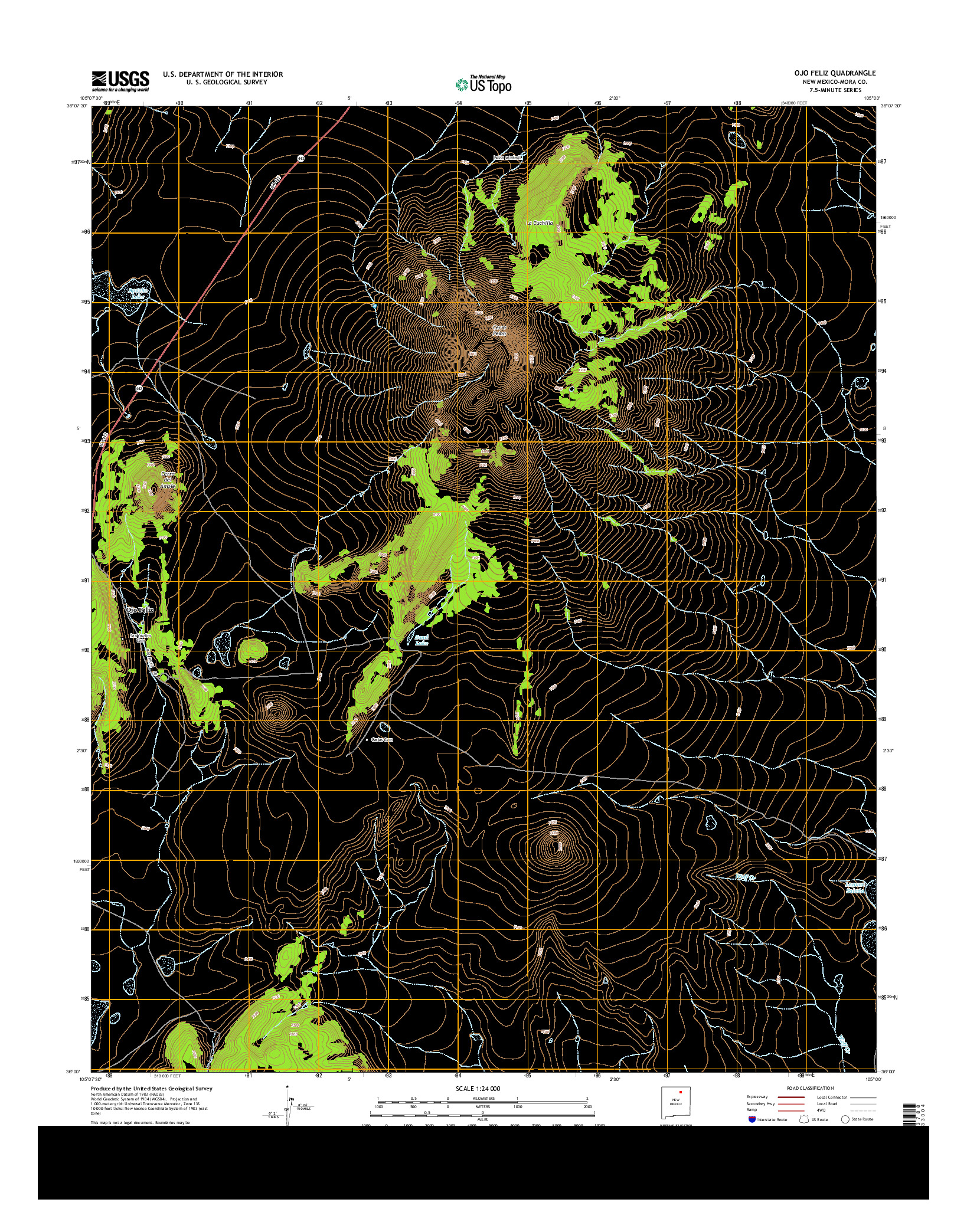 USGS US TOPO 7.5-MINUTE MAP FOR OJO FELIZ, NM 2013