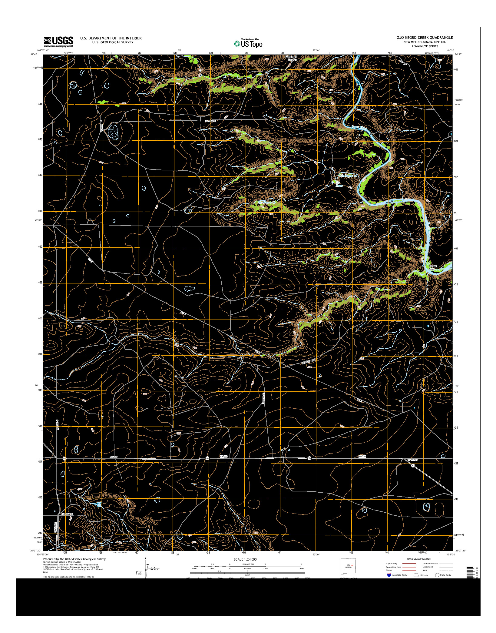 USGS US TOPO 7.5-MINUTE MAP FOR OJO NEGRO CREEK, NM 2013