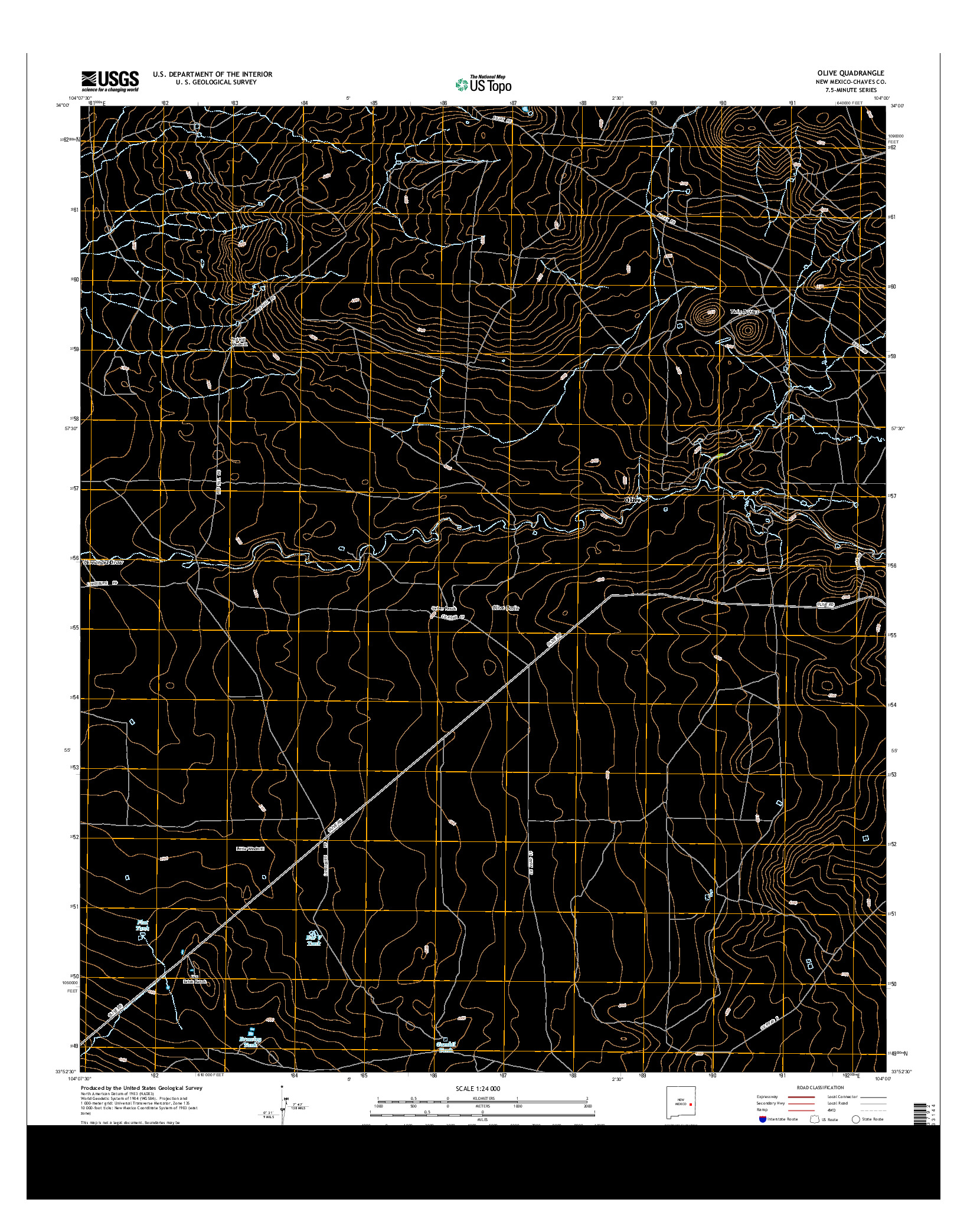 USGS US TOPO 7.5-MINUTE MAP FOR OLIVE, NM 2013