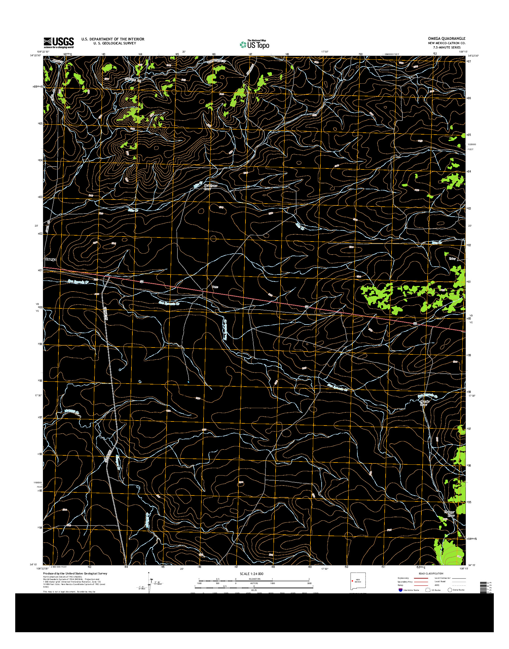 USGS US TOPO 7.5-MINUTE MAP FOR OMEGA, NM 2013