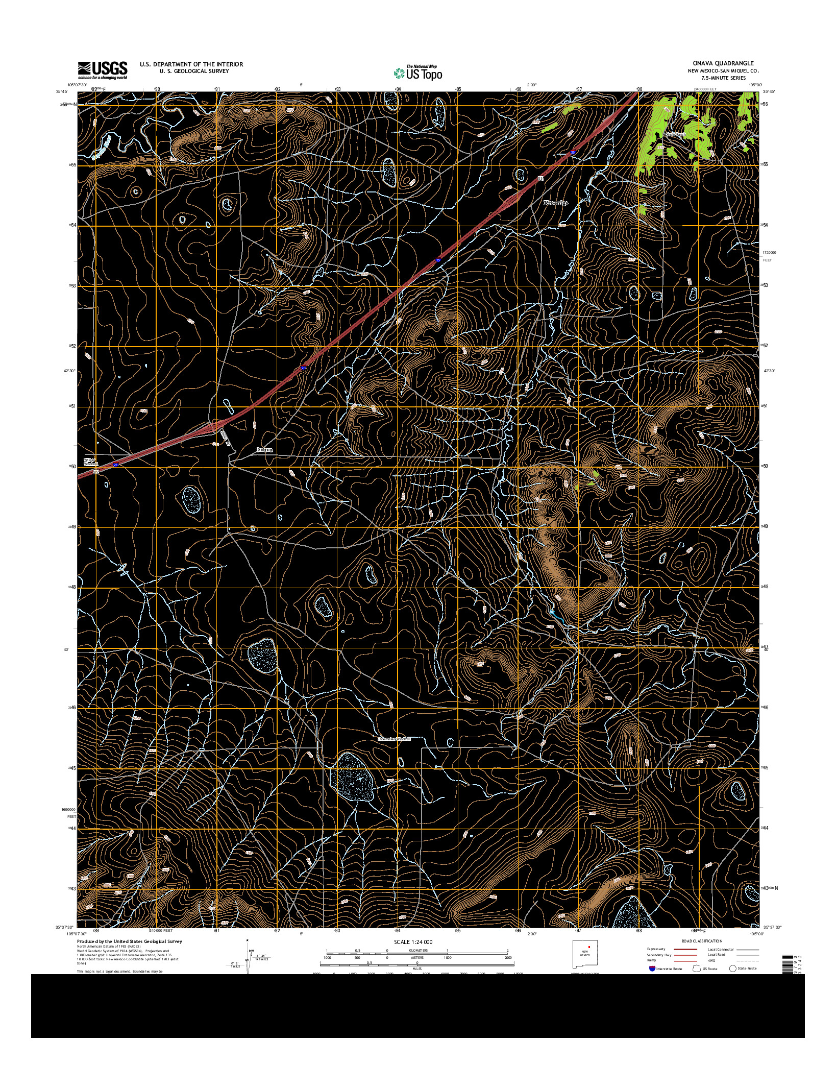 USGS US TOPO 7.5-MINUTE MAP FOR ONAVA, NM 2013