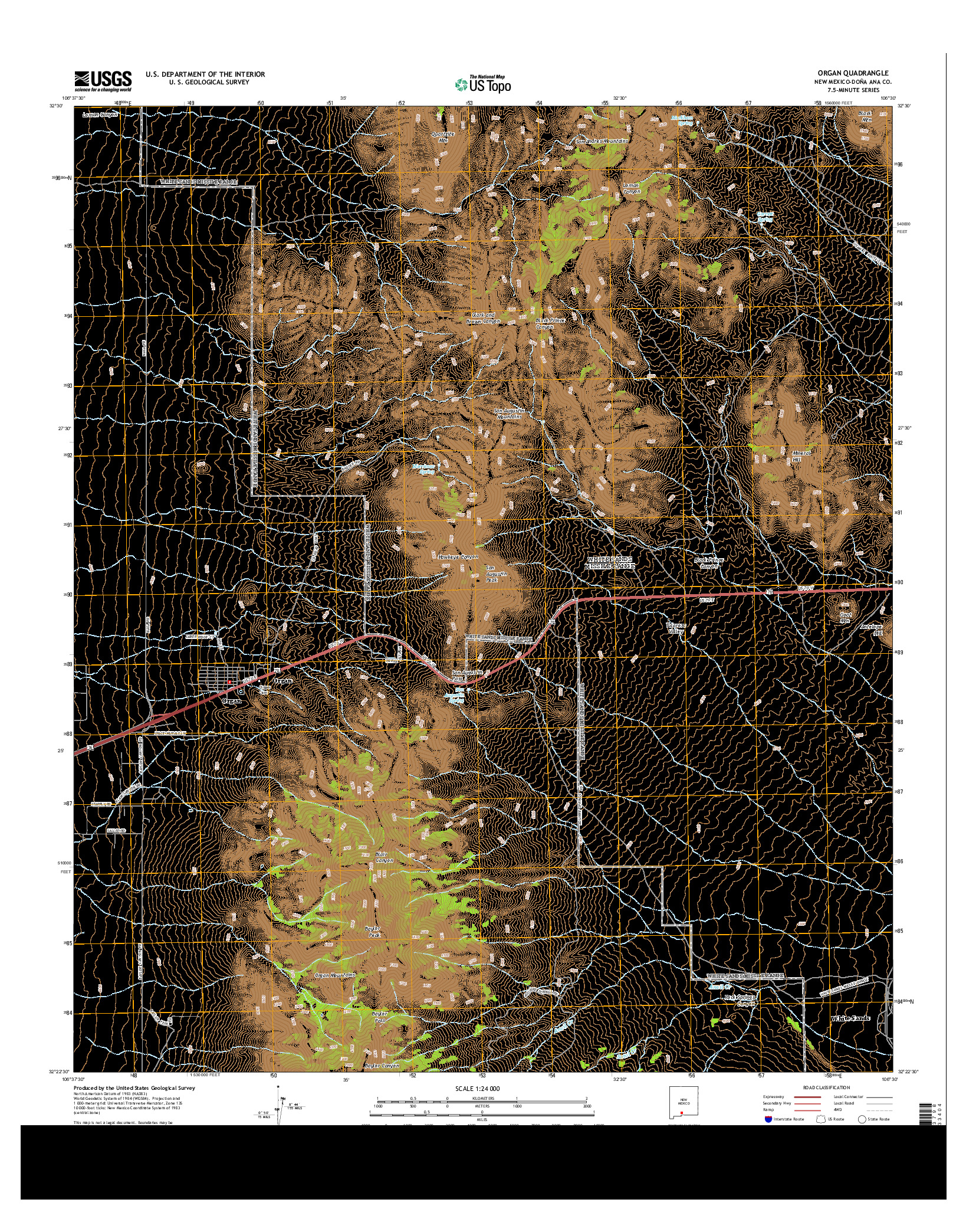 USGS US TOPO 7.5-MINUTE MAP FOR ORGAN, NM 2013