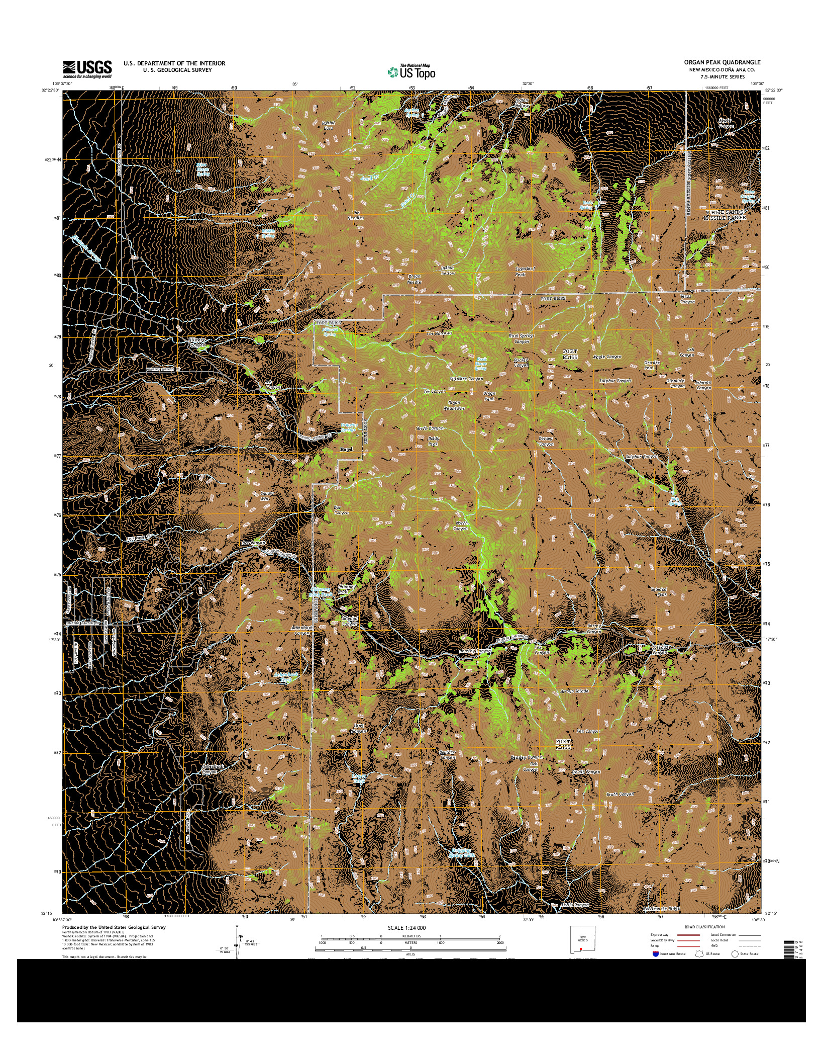 USGS US TOPO 7.5-MINUTE MAP FOR ORGAN PEAK, NM 2013