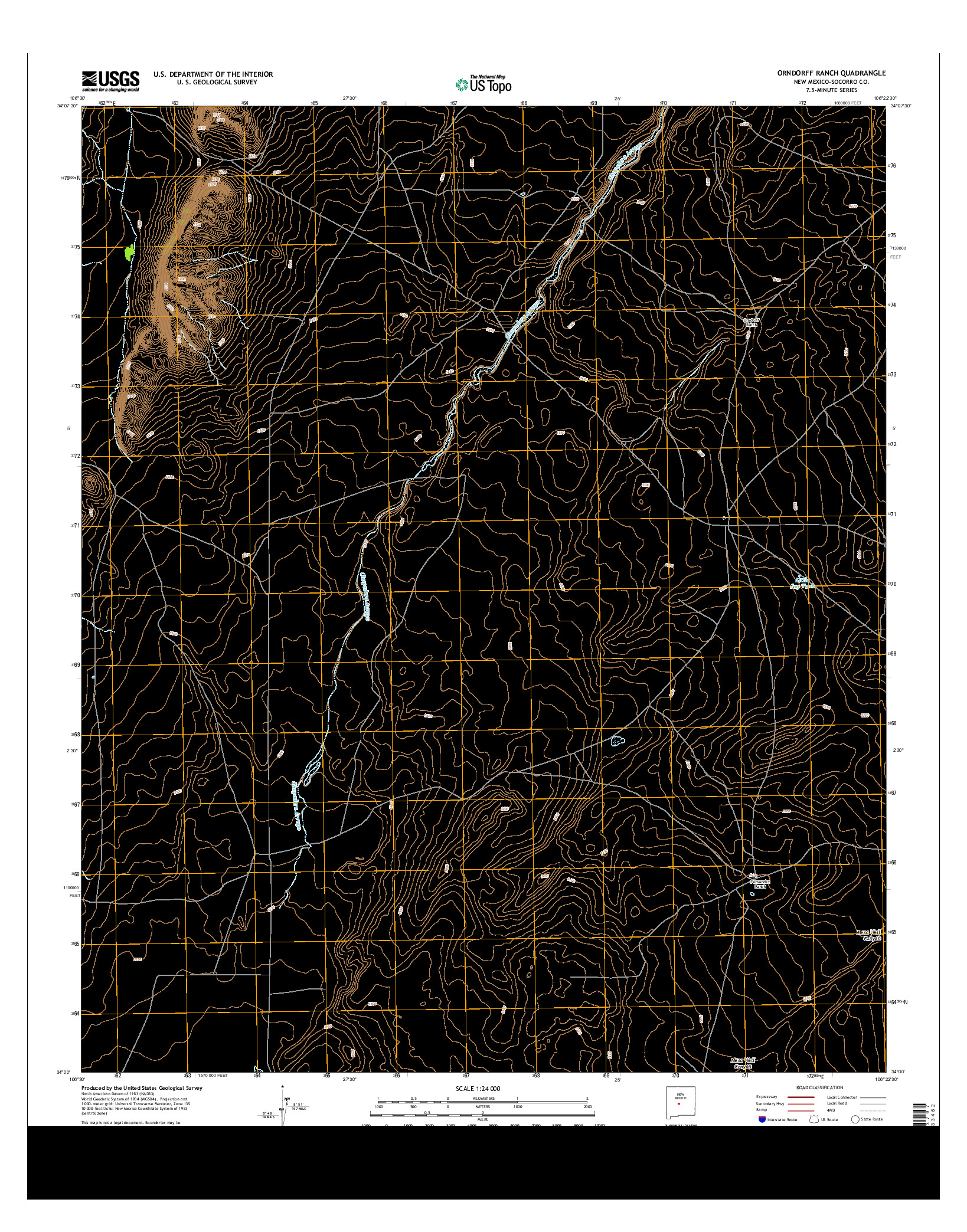 USGS US TOPO 7.5-MINUTE MAP FOR ORNDORFF RANCH, NM 2013