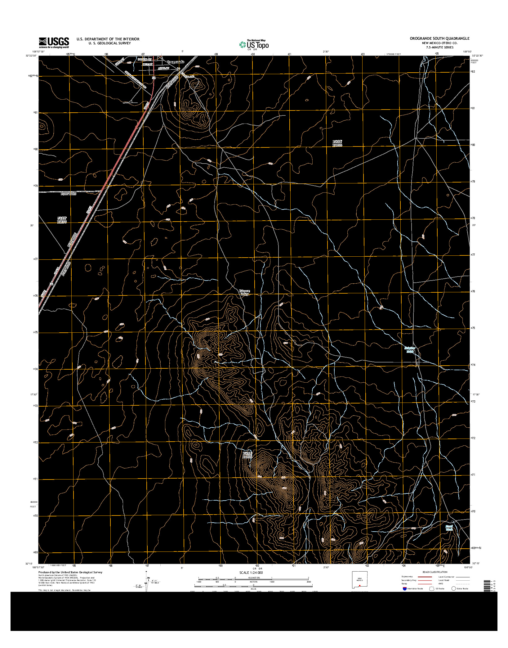 USGS US TOPO 7.5-MINUTE MAP FOR OROGRANDE SOUTH, NM 2013