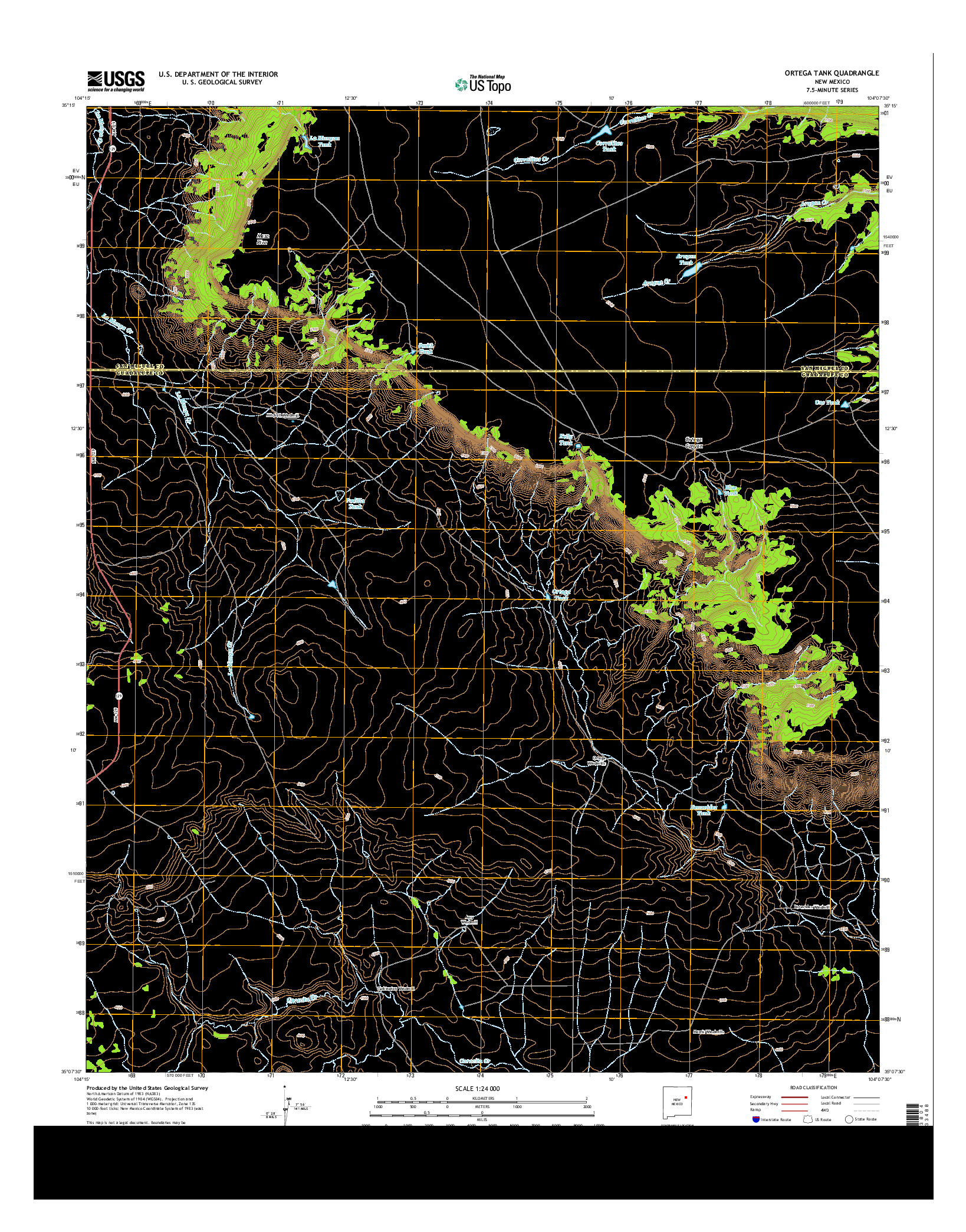 USGS US TOPO 7.5-MINUTE MAP FOR ORTEGA TANK, NM 2013