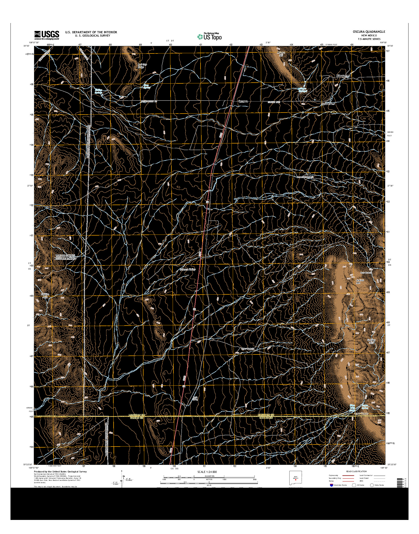 USGS US TOPO 7.5-MINUTE MAP FOR OSCURA, NM 2013