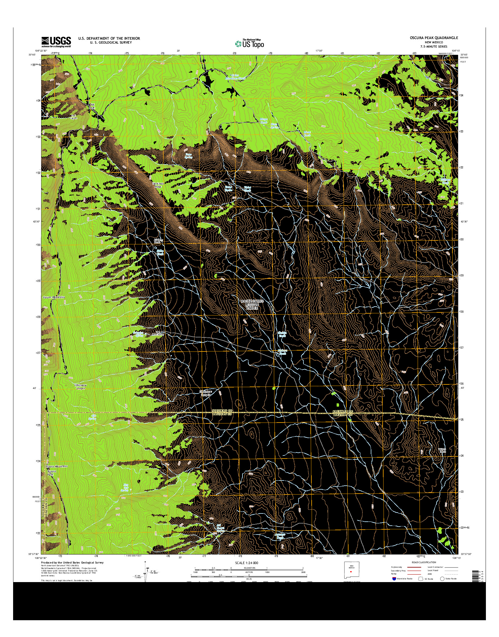 USGS US TOPO 7.5-MINUTE MAP FOR OSCURA PEAK, NM 2013