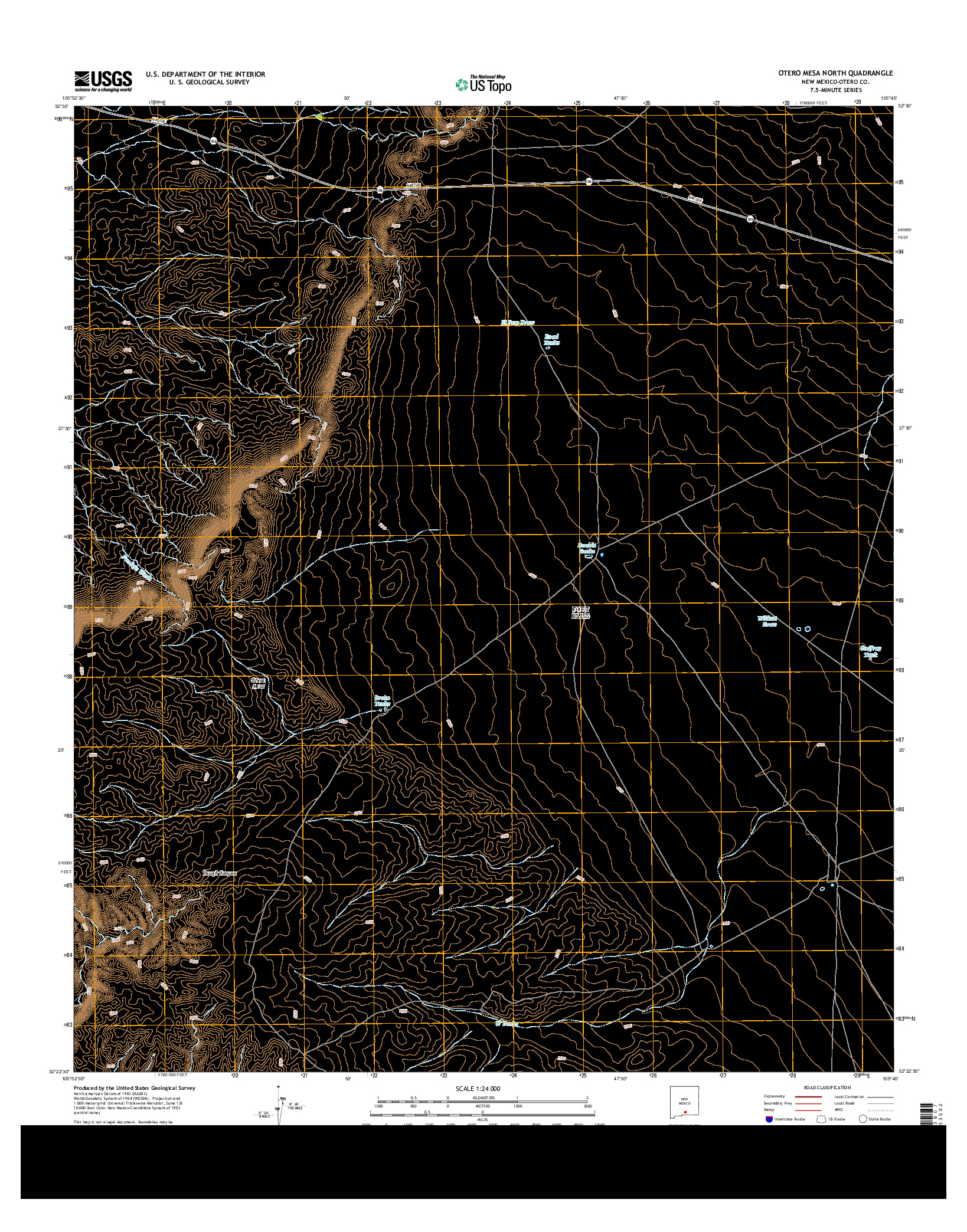 USGS US TOPO 7.5-MINUTE MAP FOR OTERO MESA NORTH, NM 2013