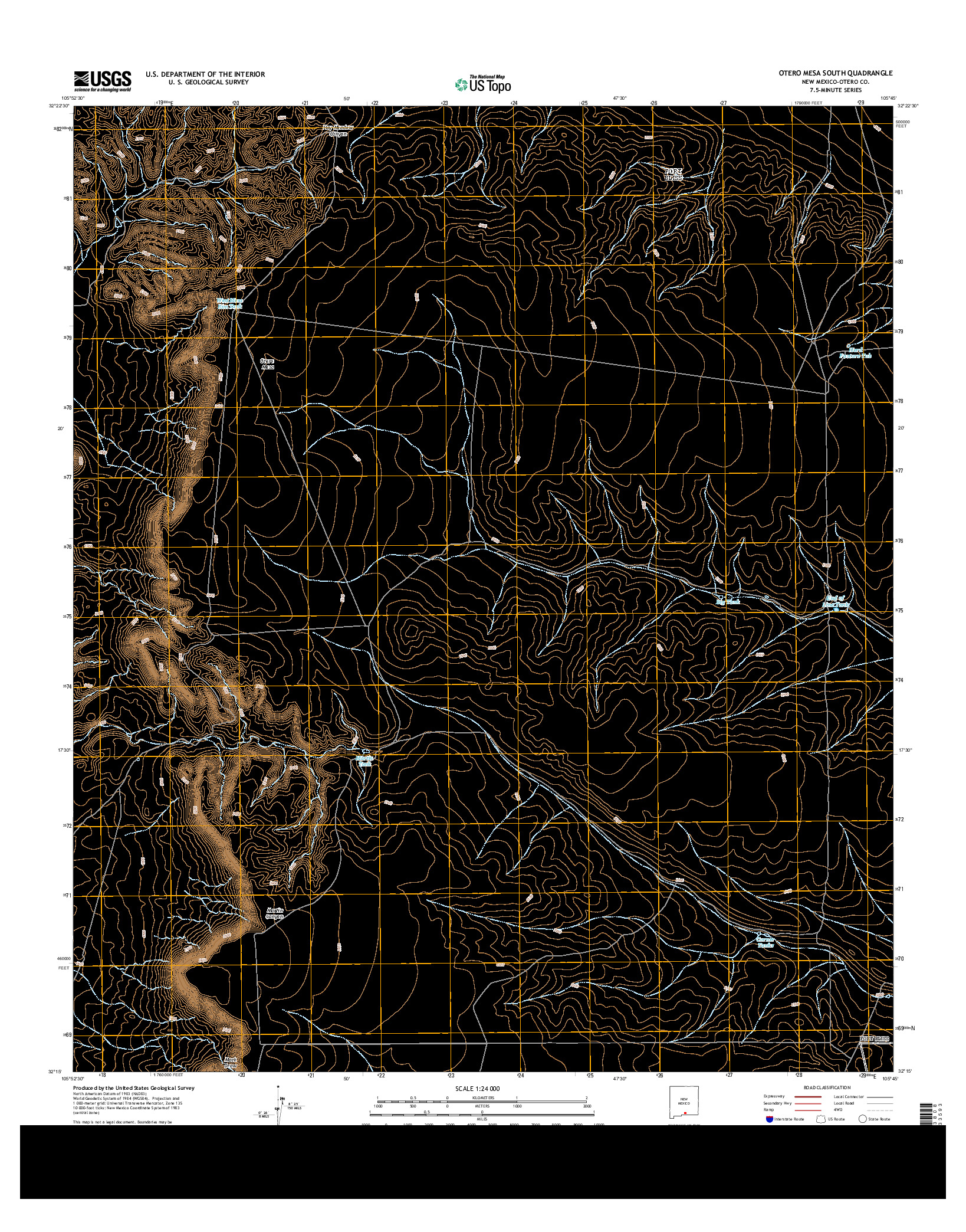 USGS US TOPO 7.5-MINUTE MAP FOR OTERO MESA SOUTH, NM 2013