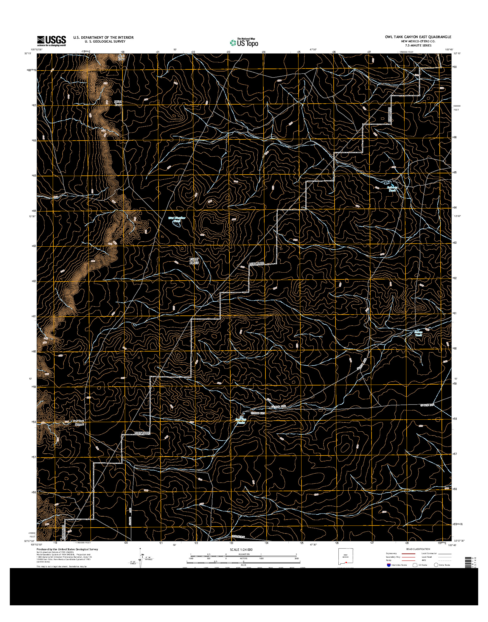 USGS US TOPO 7.5-MINUTE MAP FOR OWL TANK CANYON EAST, NM 2013