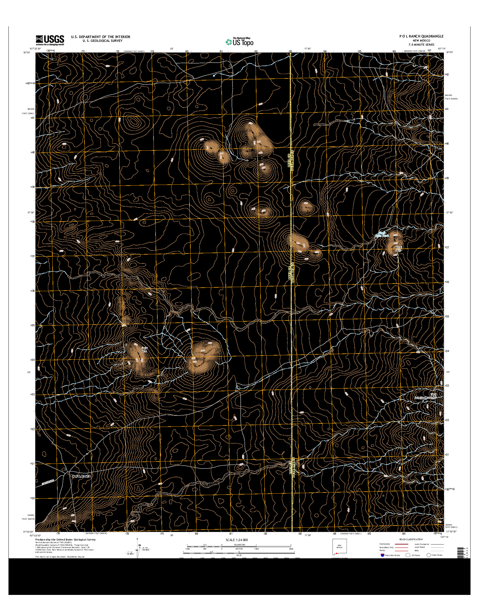 USGS US TOPO 7.5-MINUTE MAP FOR P O L RANCH, NM 2013