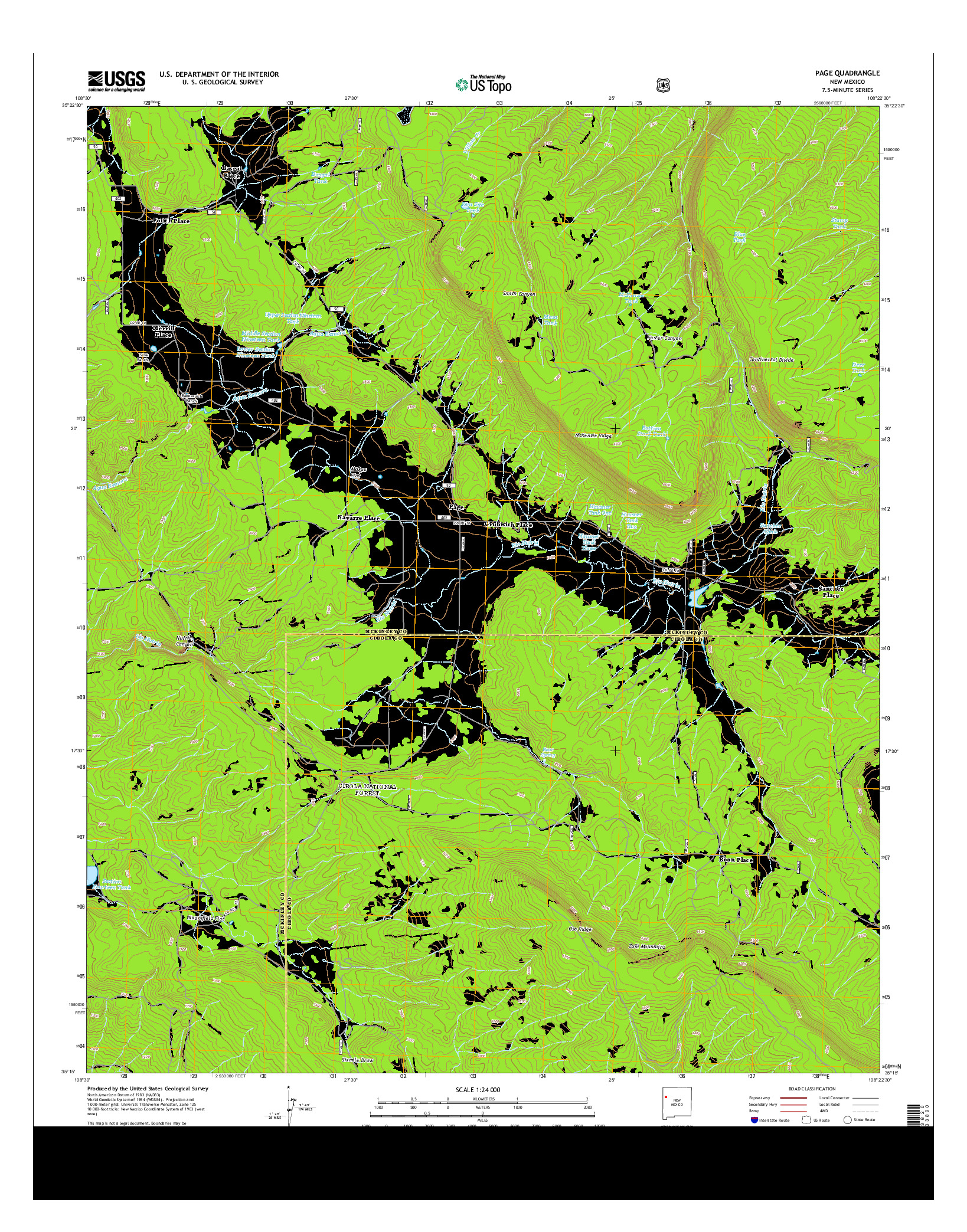 USGS US TOPO 7.5-MINUTE MAP FOR PAGE, NM 2013