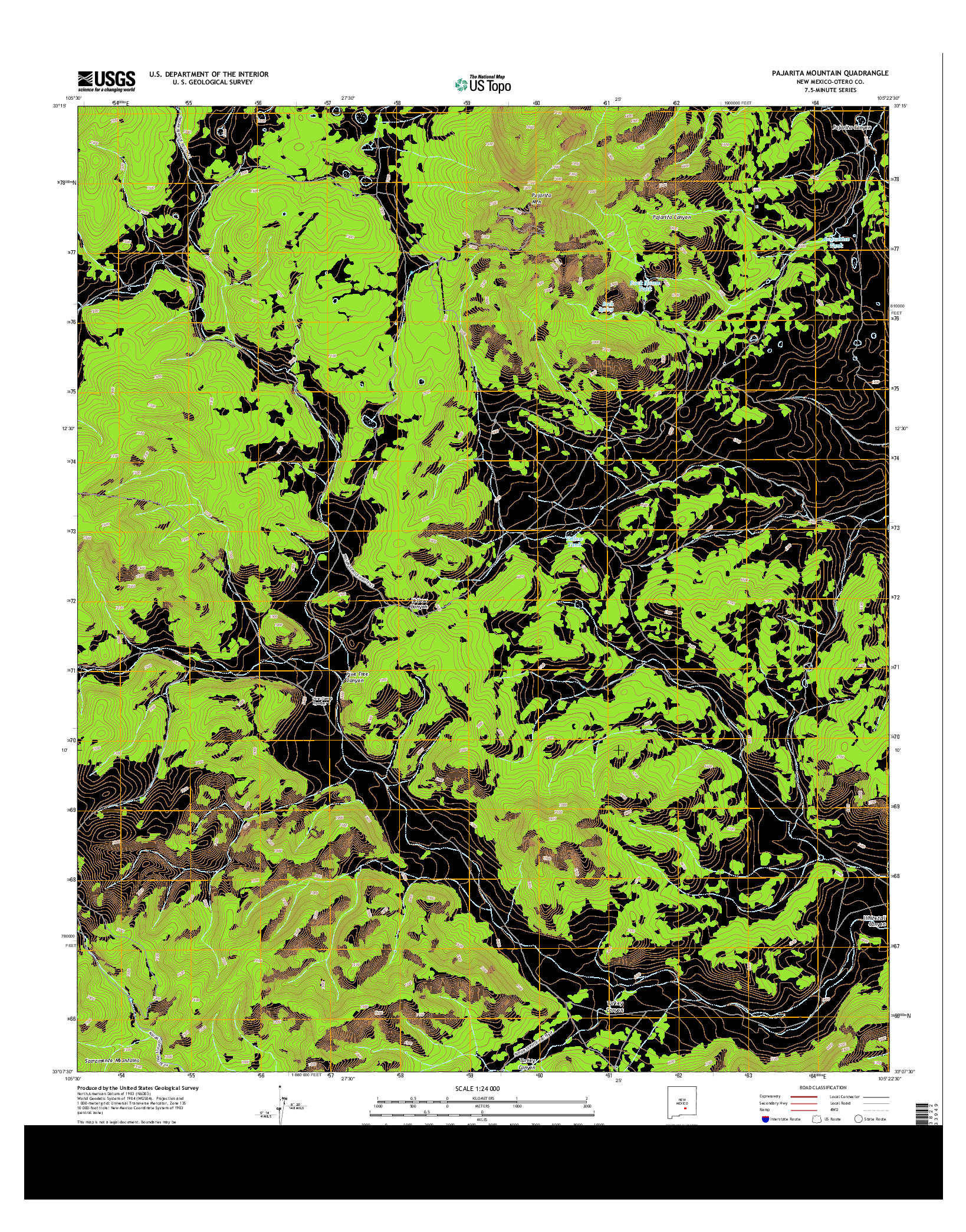 USGS US TOPO 7.5-MINUTE MAP FOR PAJARITA MOUNTAIN, NM 2013