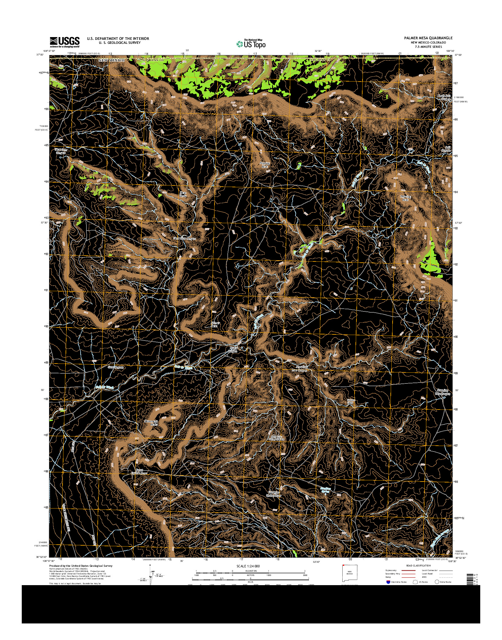 USGS US TOPO 7.5-MINUTE MAP FOR PALMER MESA, NM-CO 2013