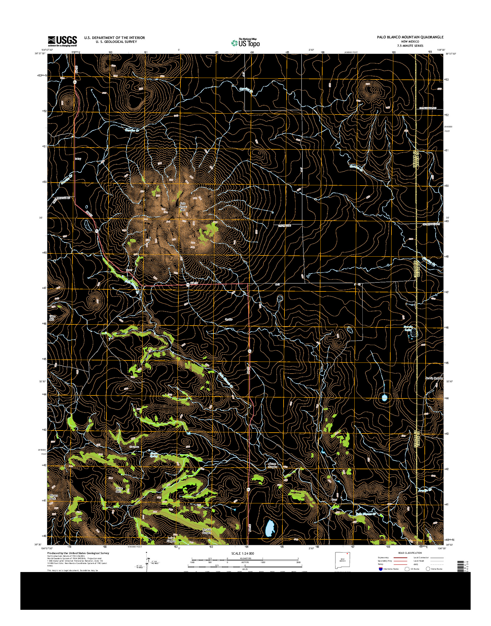 USGS US TOPO 7.5-MINUTE MAP FOR PALO BLANCO MOUNTAIN, NM 2013