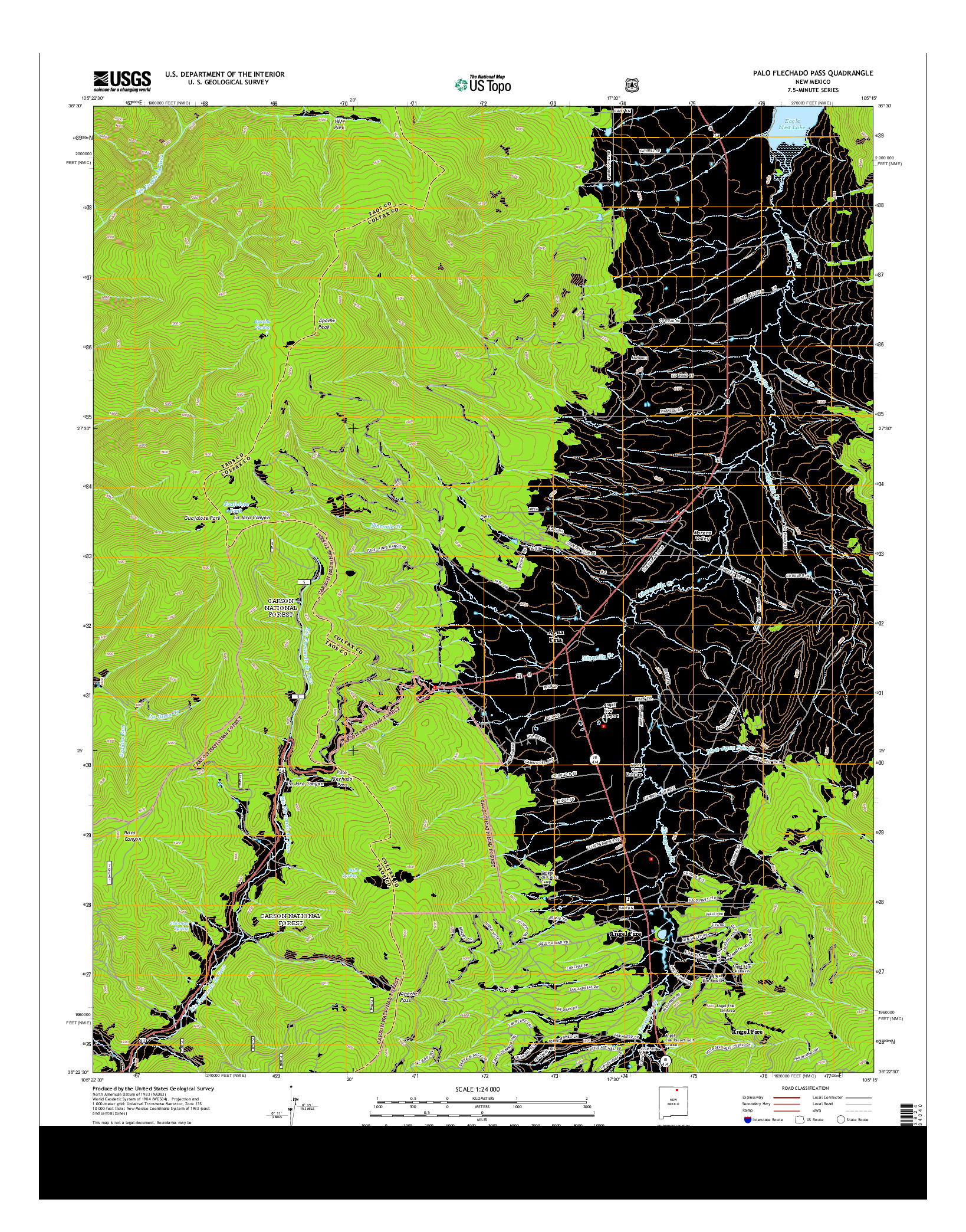 USGS US TOPO 7.5-MINUTE MAP FOR PALO FLECHADO PASS, NM 2013