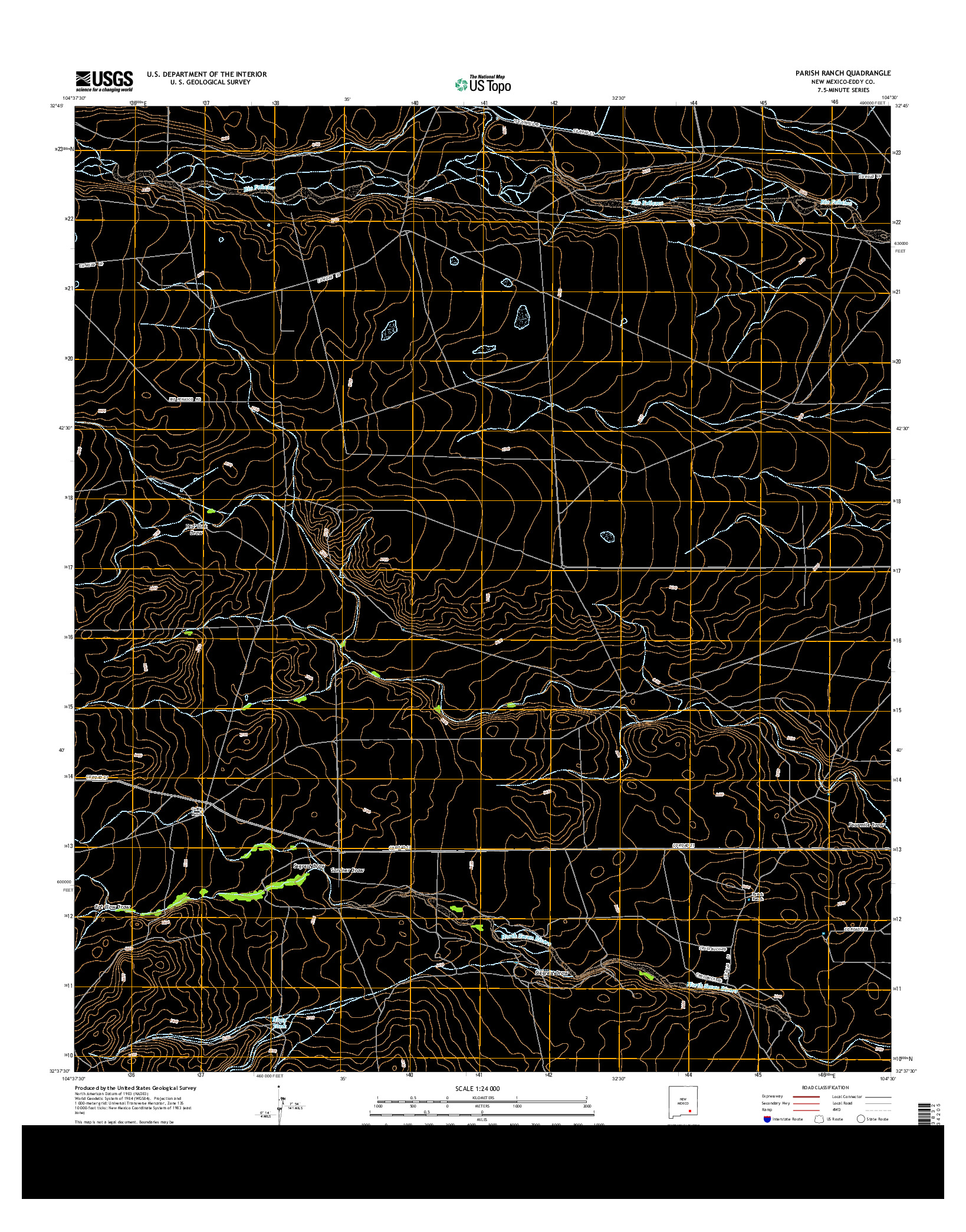 USGS US TOPO 7.5-MINUTE MAP FOR PARISH RANCH, NM 2013
