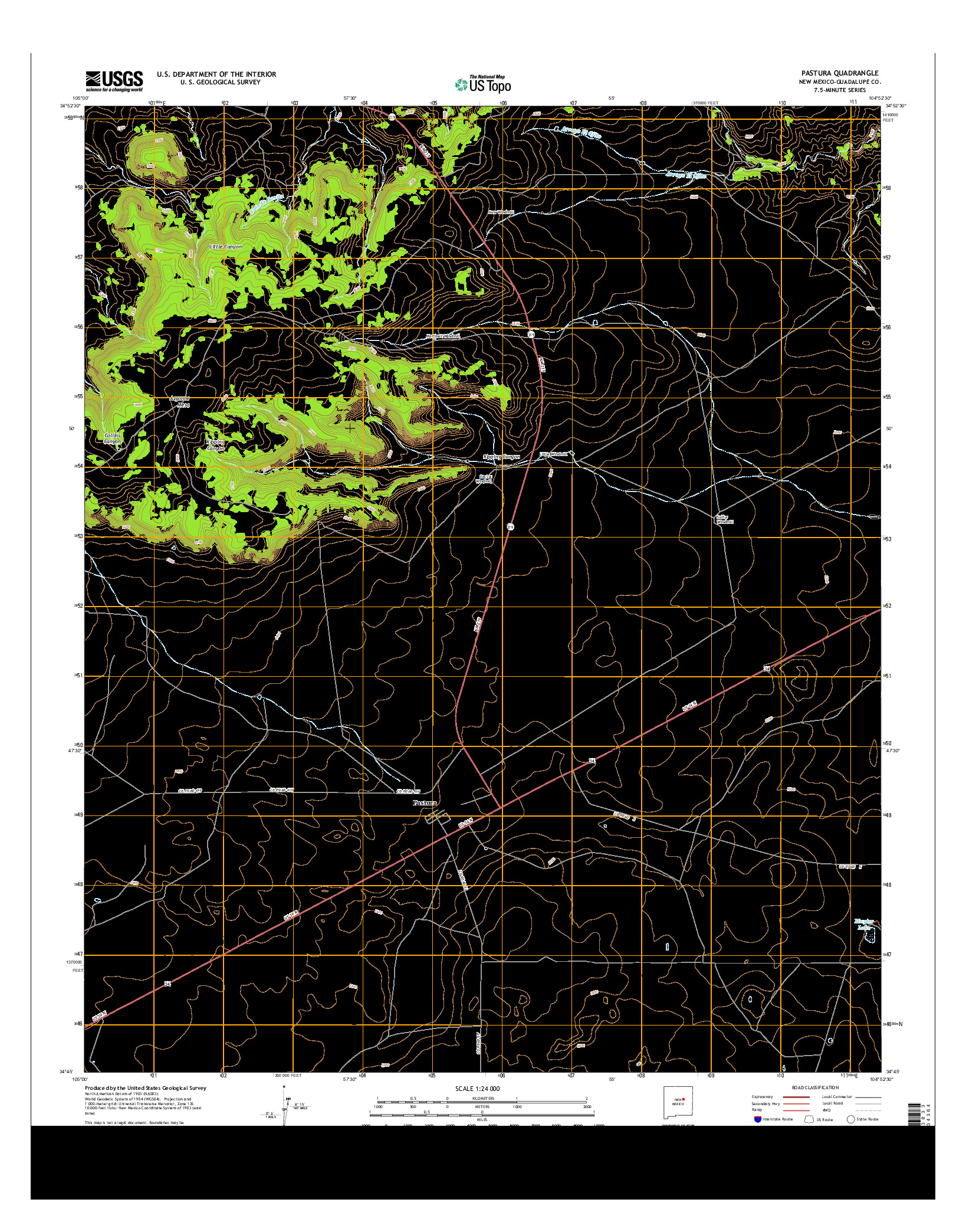 USGS US TOPO 7.5-MINUTE MAP FOR PASTURA, NM 2013