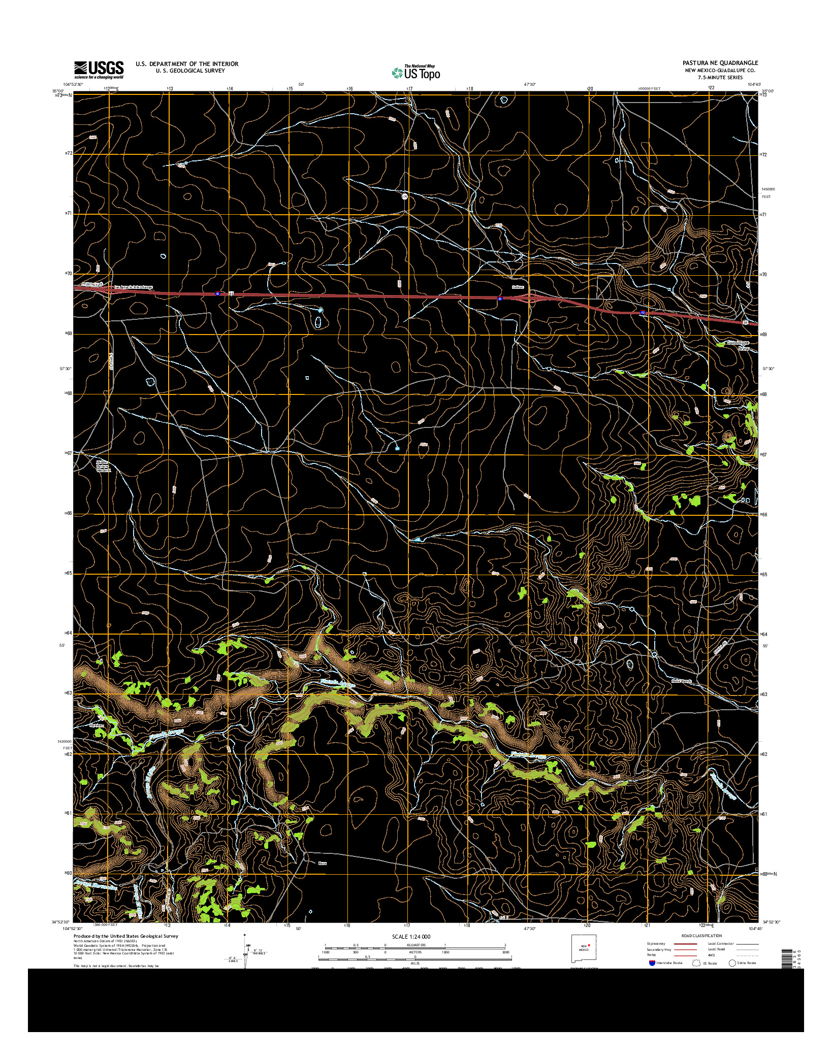 USGS US TOPO 7.5-MINUTE MAP FOR PASTURA NE, NM 2013