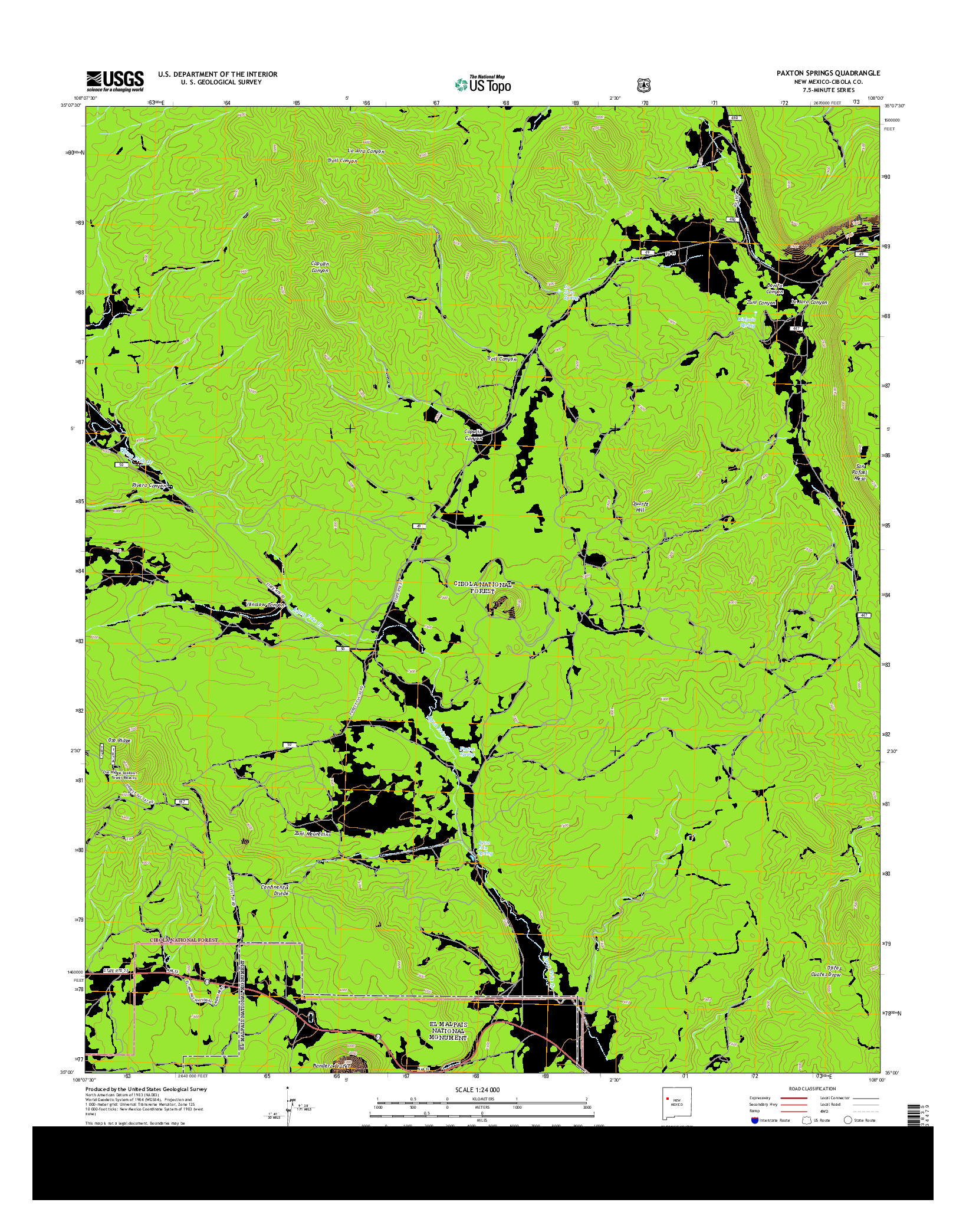 USGS US TOPO 7.5-MINUTE MAP FOR PAXTON SPRINGS, NM 2013