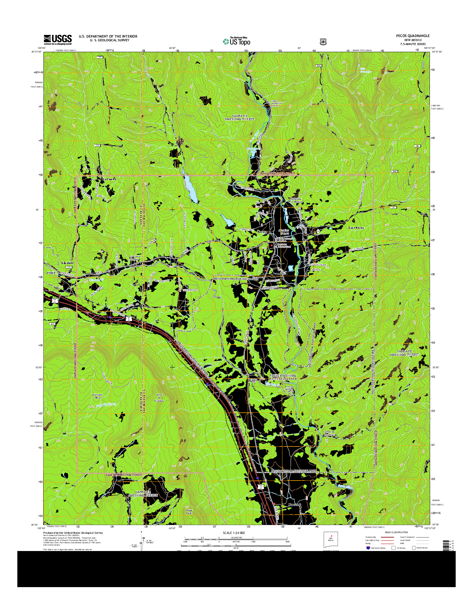 USGS US TOPO 7.5-MINUTE MAP FOR PECOS, NM 2013