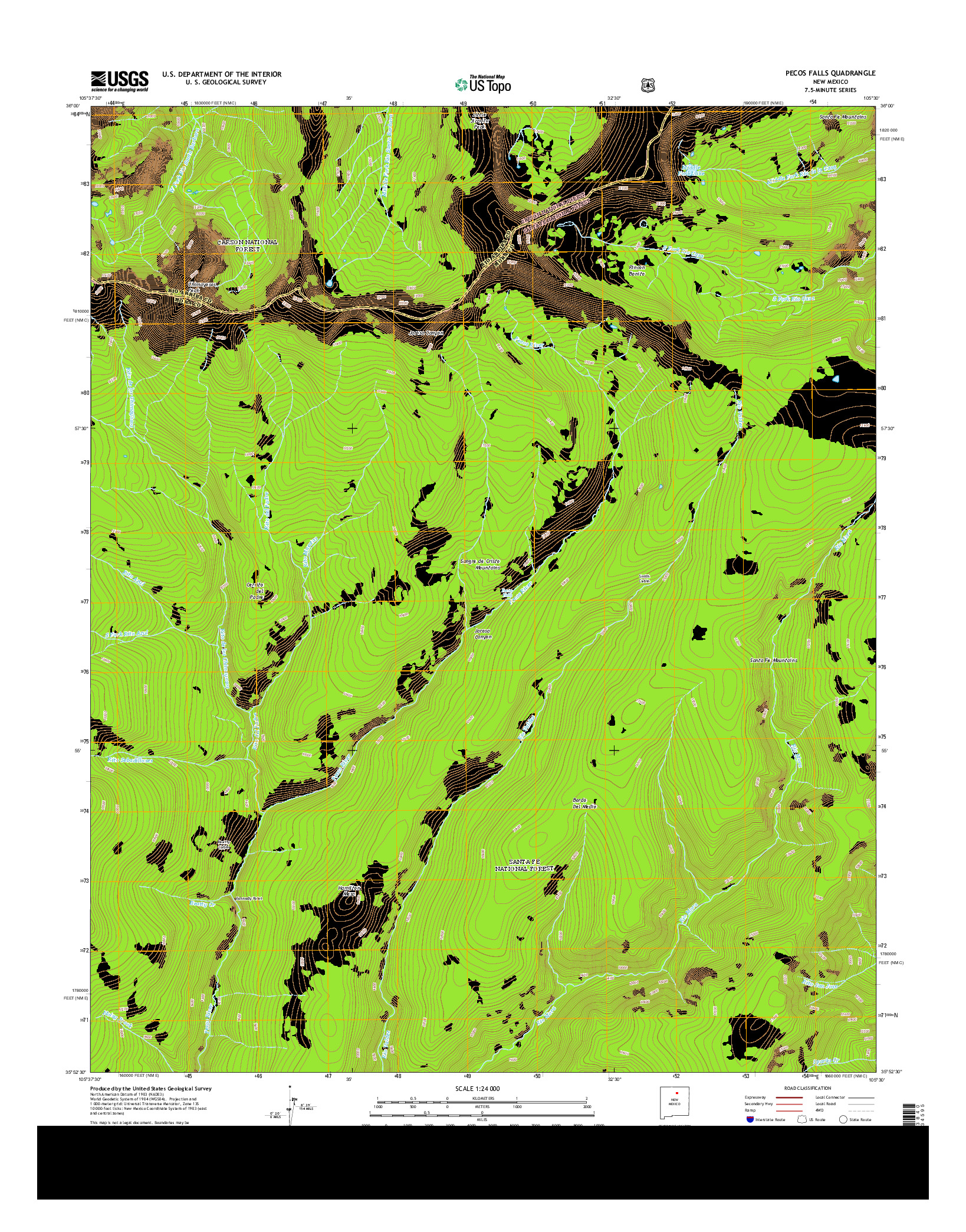 USGS US TOPO 7.5-MINUTE MAP FOR PECOS FALLS, NM 2013