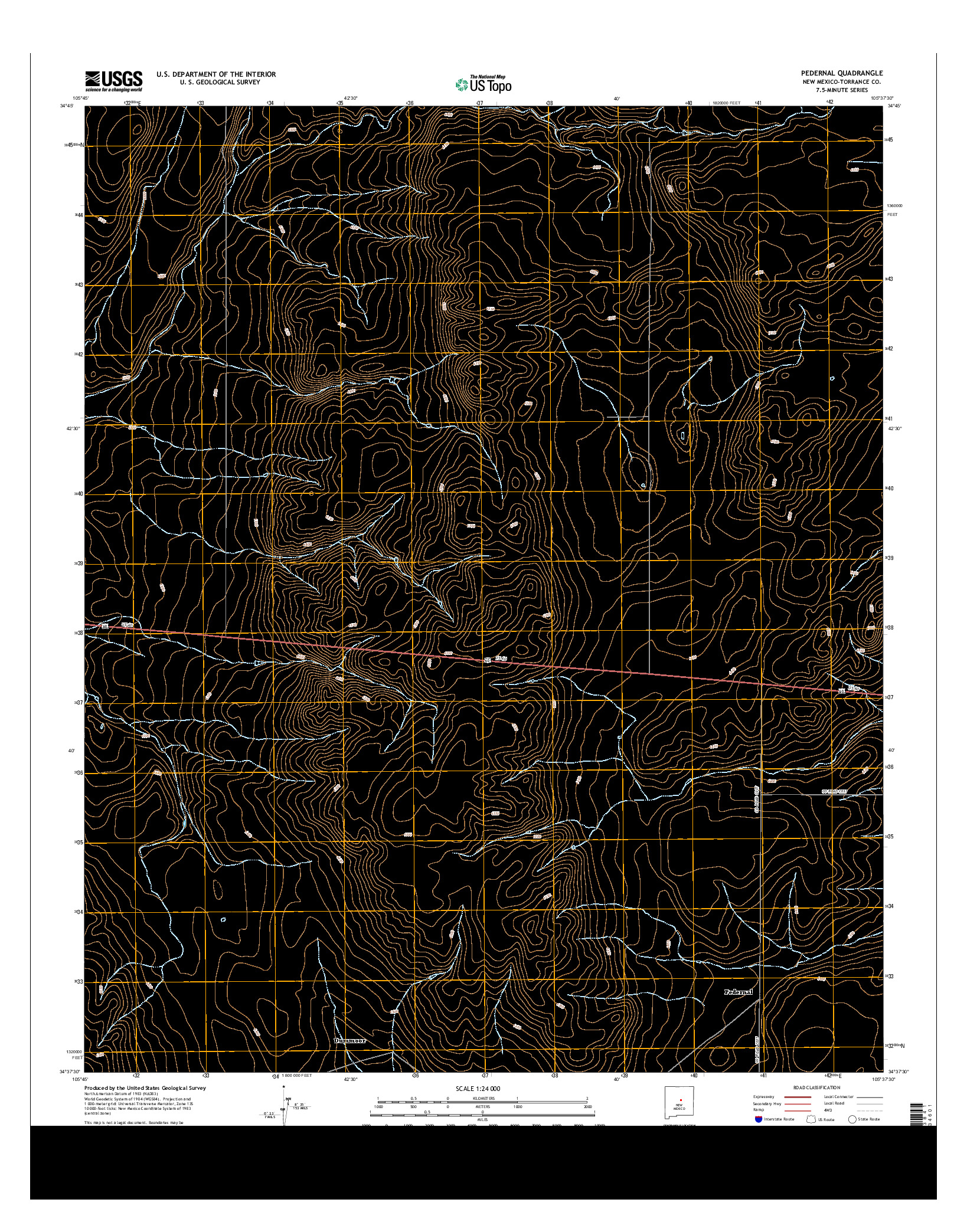 USGS US TOPO 7.5-MINUTE MAP FOR PEDERNAL, NM 2013