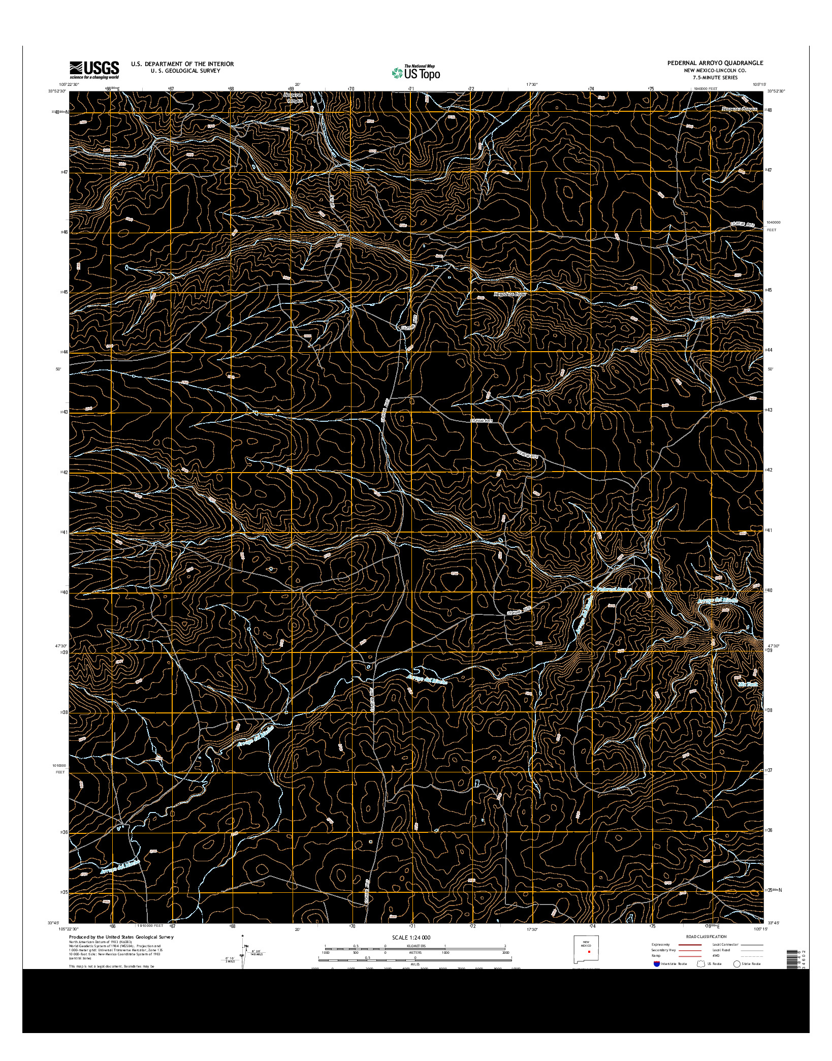 USGS US TOPO 7.5-MINUTE MAP FOR PEDERNAL ARROYO, NM 2013