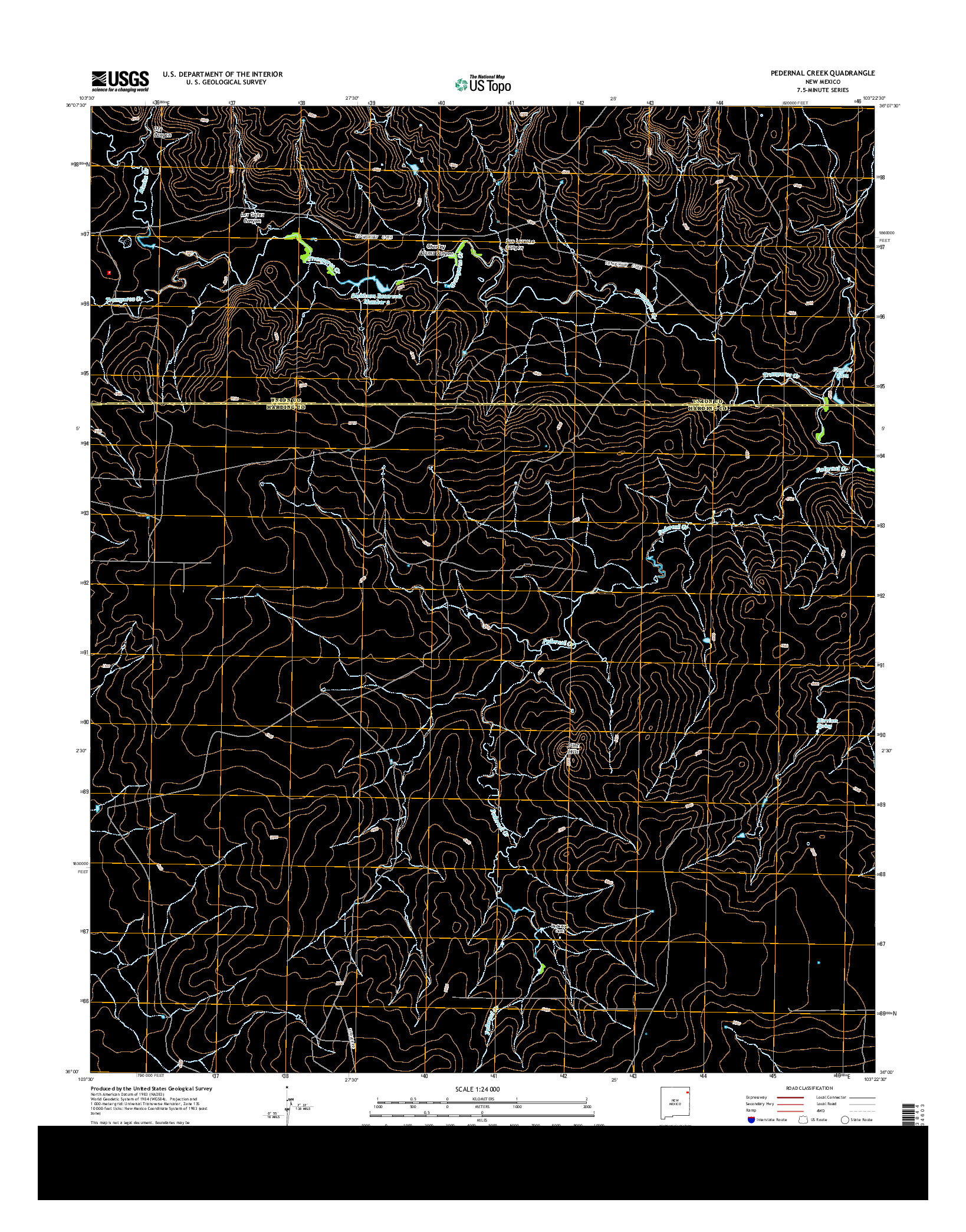 USGS US TOPO 7.5-MINUTE MAP FOR PEDERNAL CREEK, NM 2013
