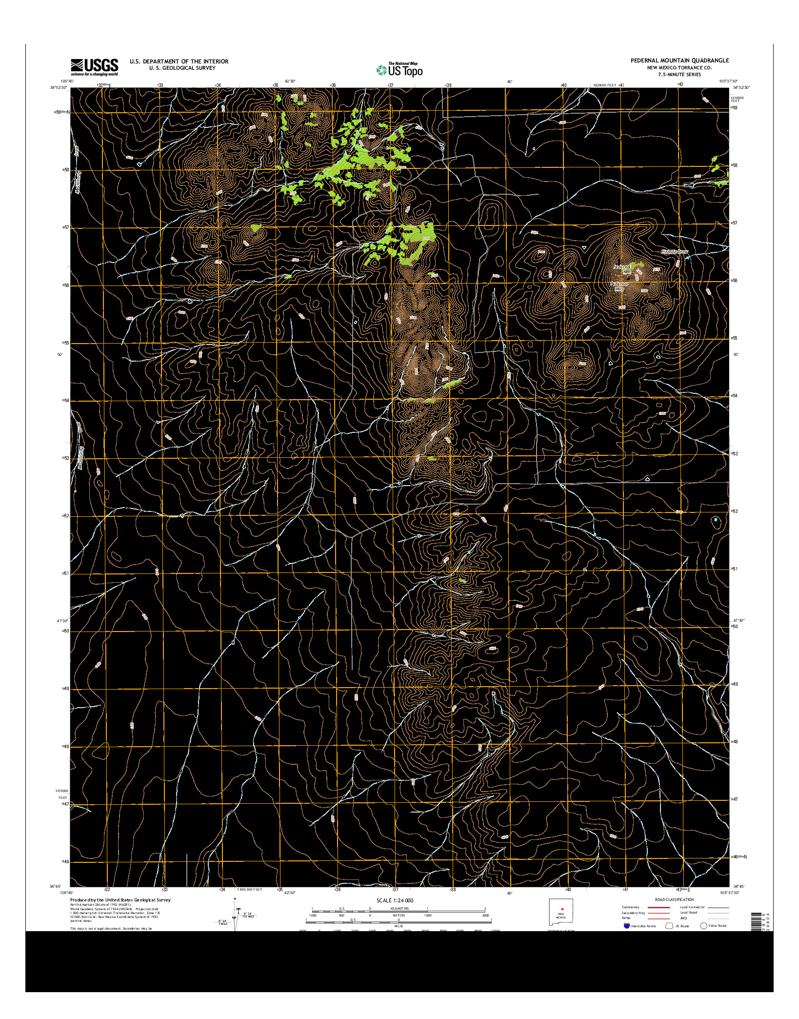 USGS US TOPO 7.5-MINUTE MAP FOR PEDERNAL MOUNTAIN, NM 2013