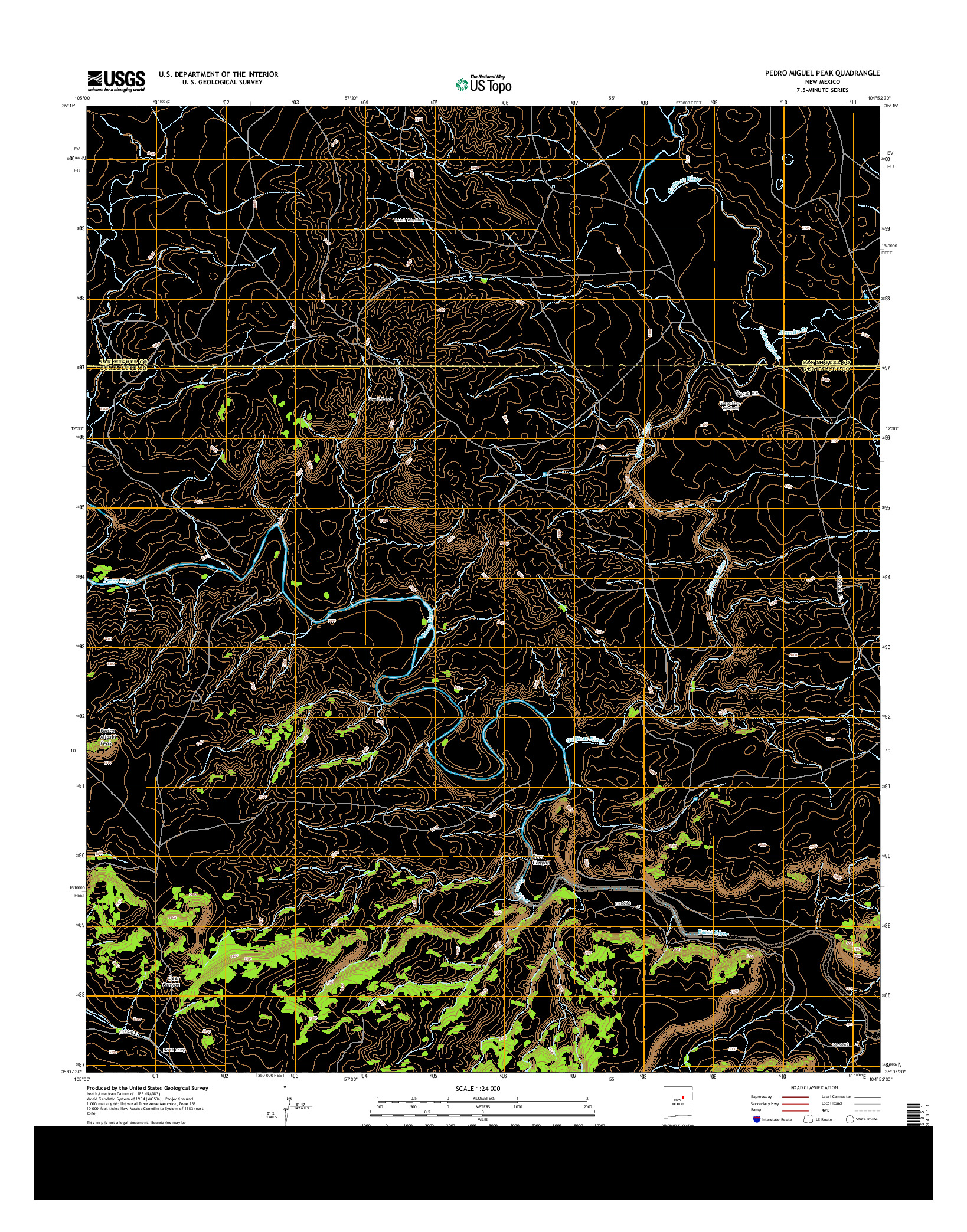USGS US TOPO 7.5-MINUTE MAP FOR PEDRO MIGUEL PEAK, NM 2013