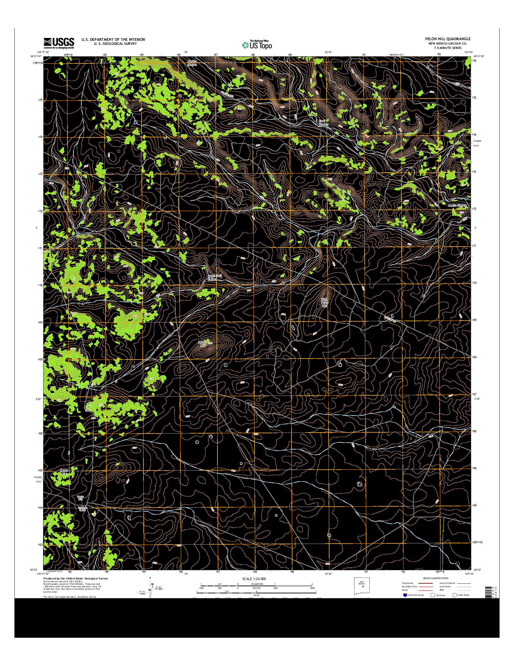 USGS US TOPO 7.5-MINUTE MAP FOR PELON HILL, NM 2013