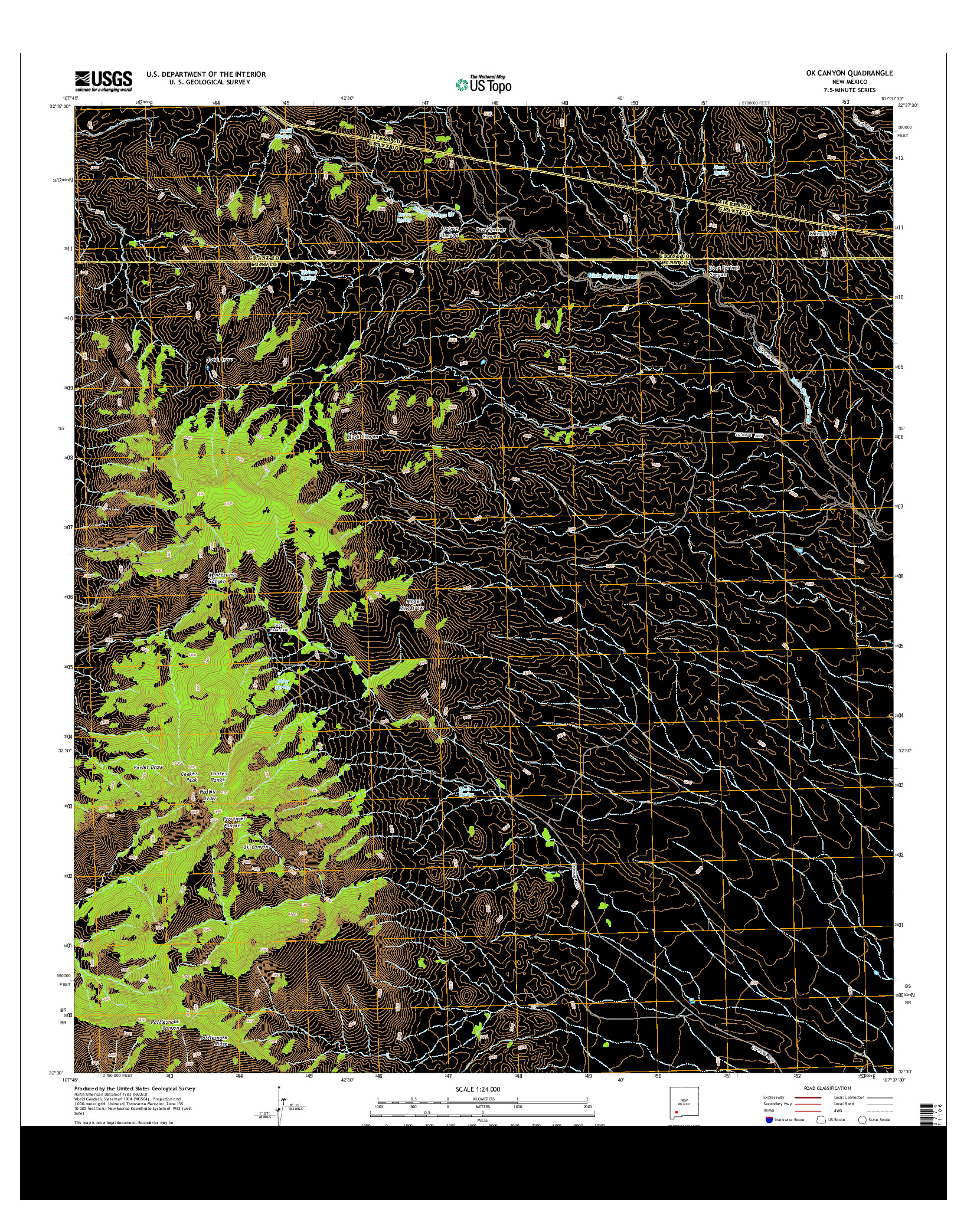 USGS US TOPO 7.5-MINUTE MAP FOR OK CANYON, NM 2013