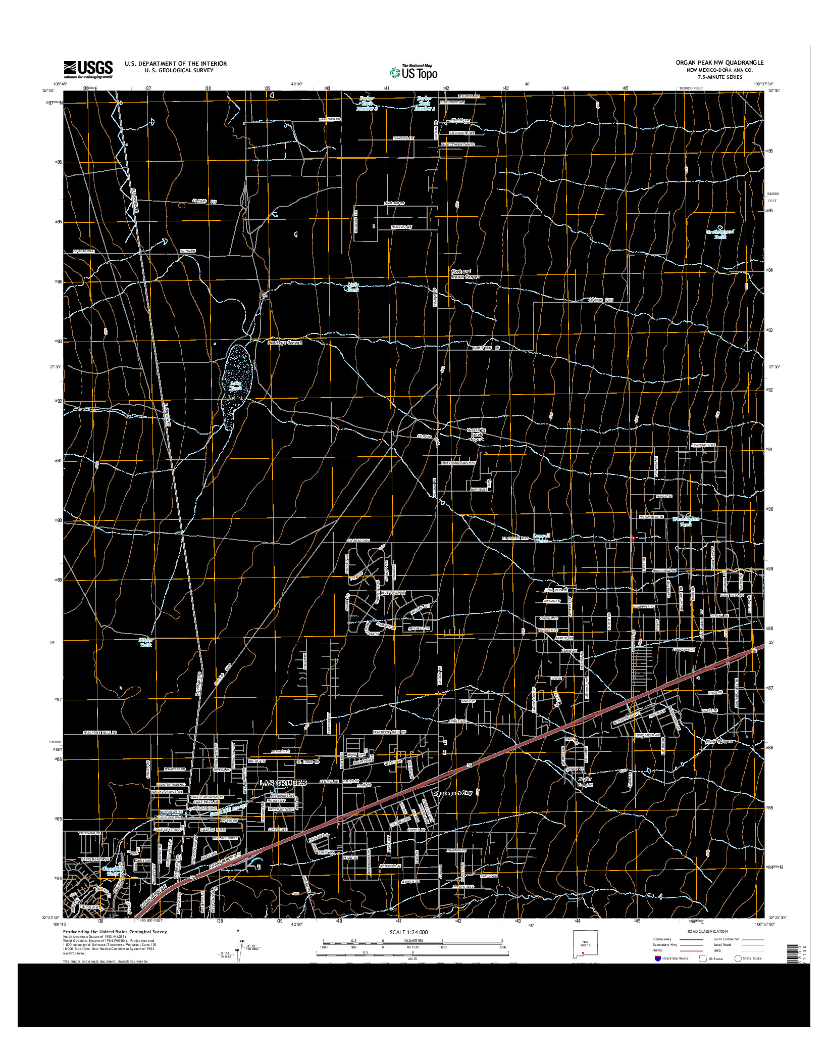 USGS US TOPO 7.5-MINUTE MAP FOR ORGAN PEAK NW, NM 2013