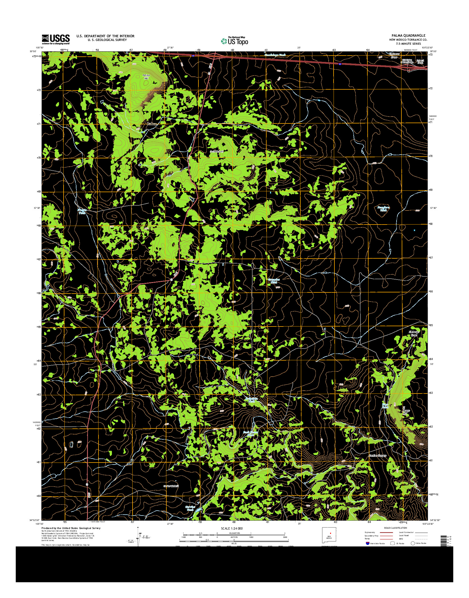 USGS US TOPO 7.5-MINUTE MAP FOR PALMA, NM 2013