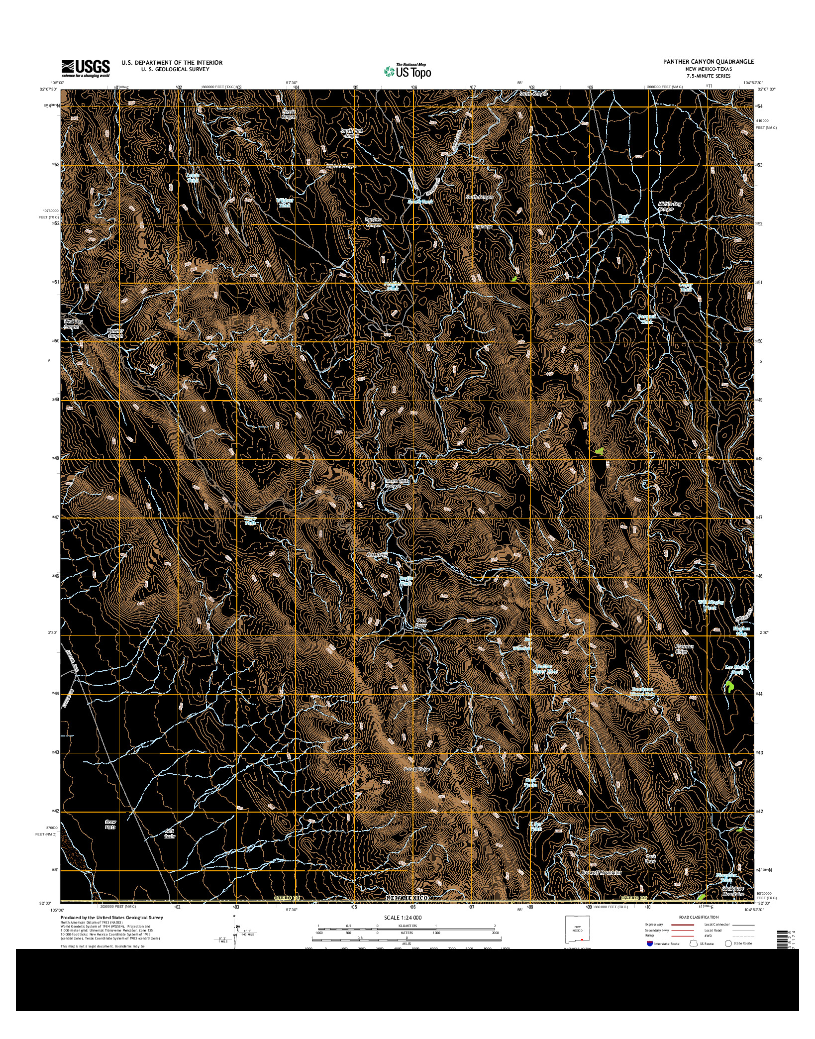 USGS US TOPO 7.5-MINUTE MAP FOR PANTHER CANYON, NM-TX 2013