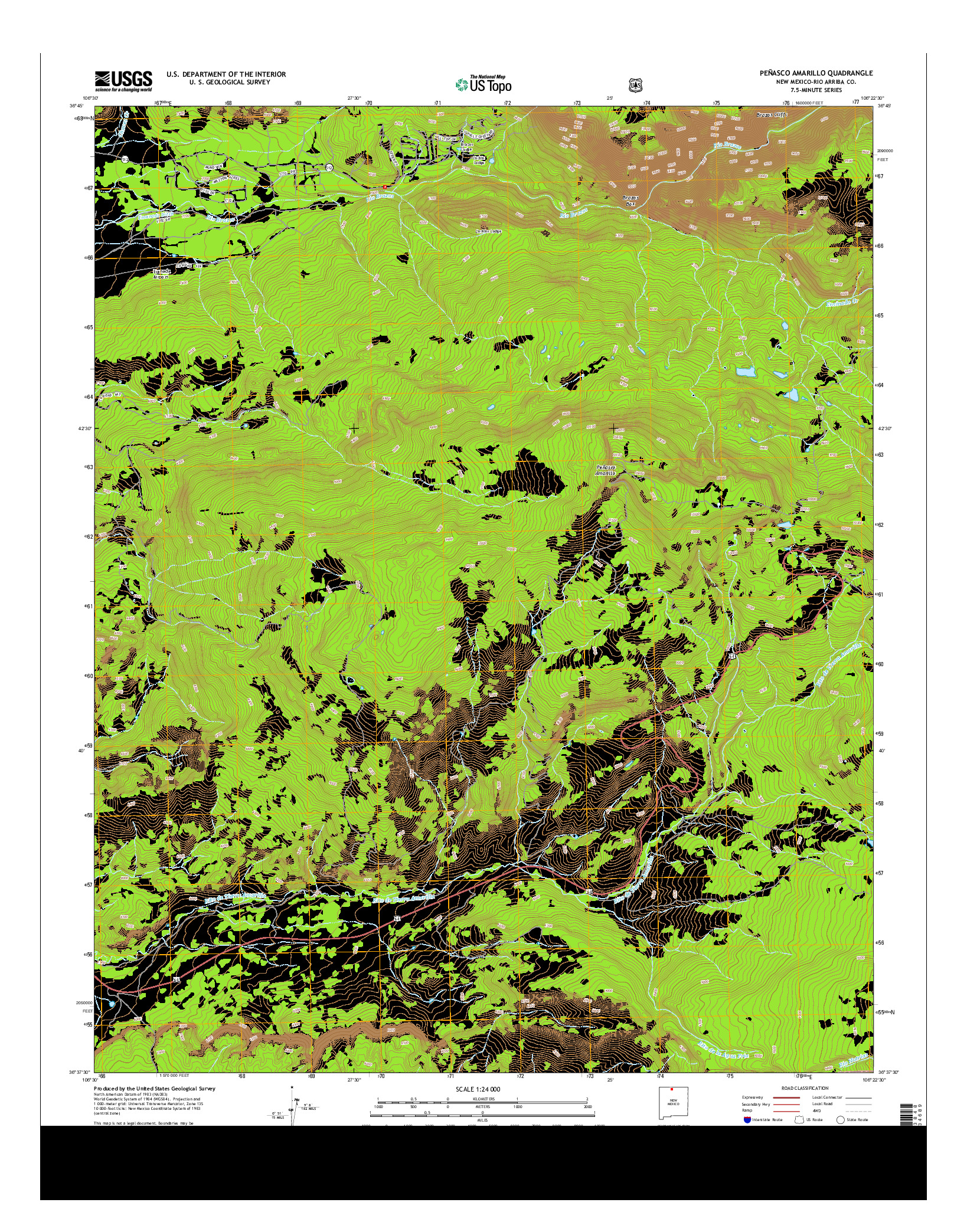USGS US TOPO 7.5-MINUTE MAP FOR PEñASCO AMARILLO, NM 2013