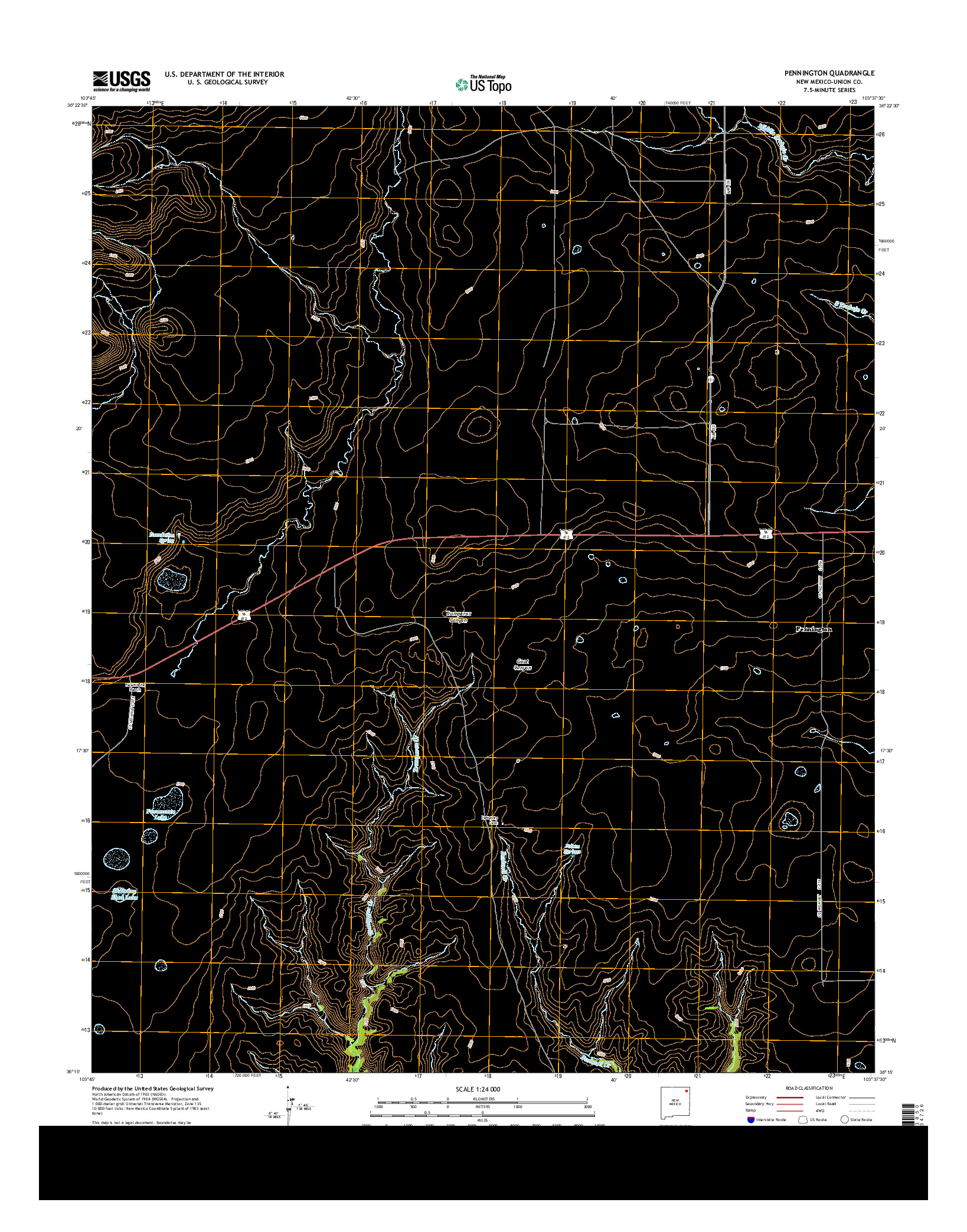 USGS US TOPO 7.5-MINUTE MAP FOR PENNINGTON, NM 2013